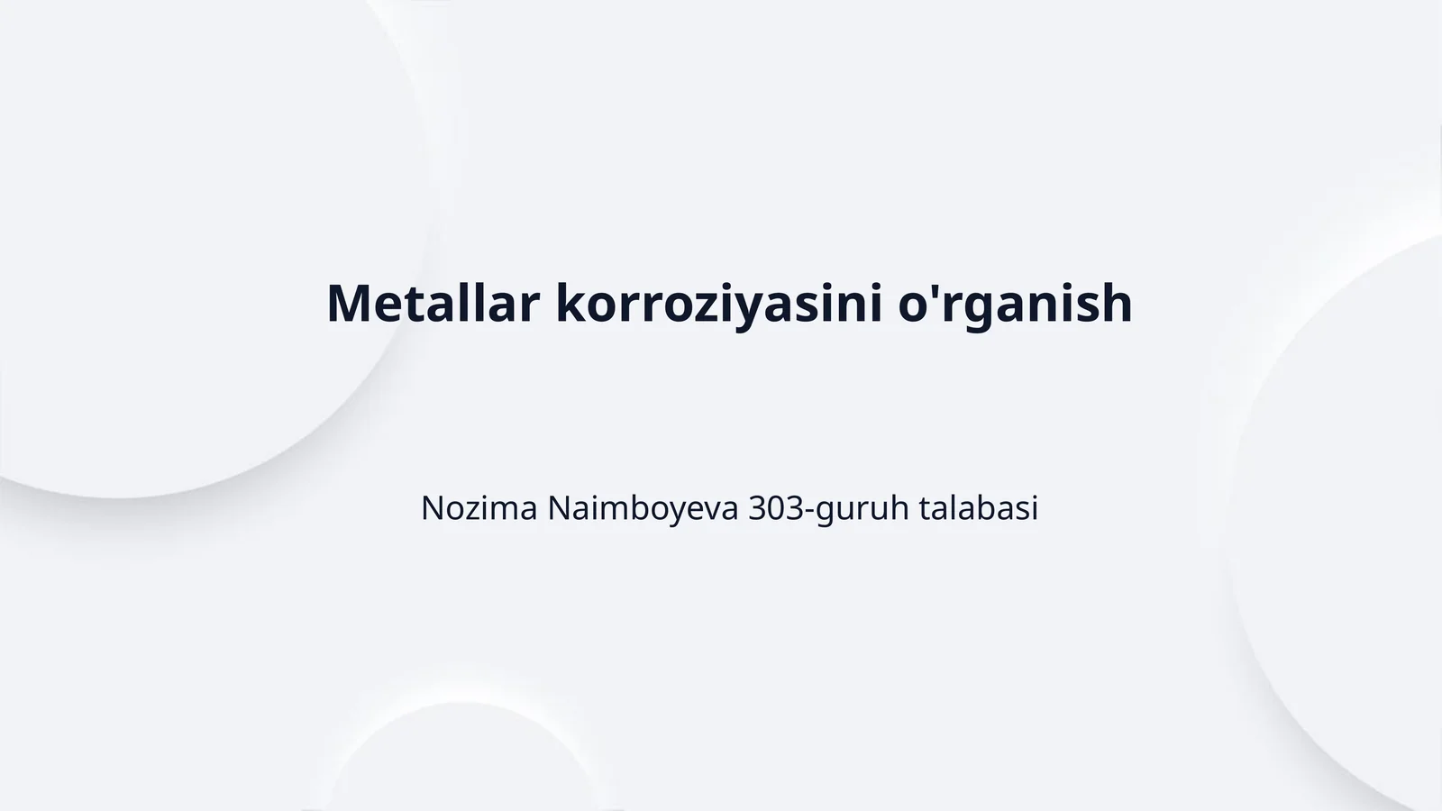 Metallar korroziyasini o'rganish