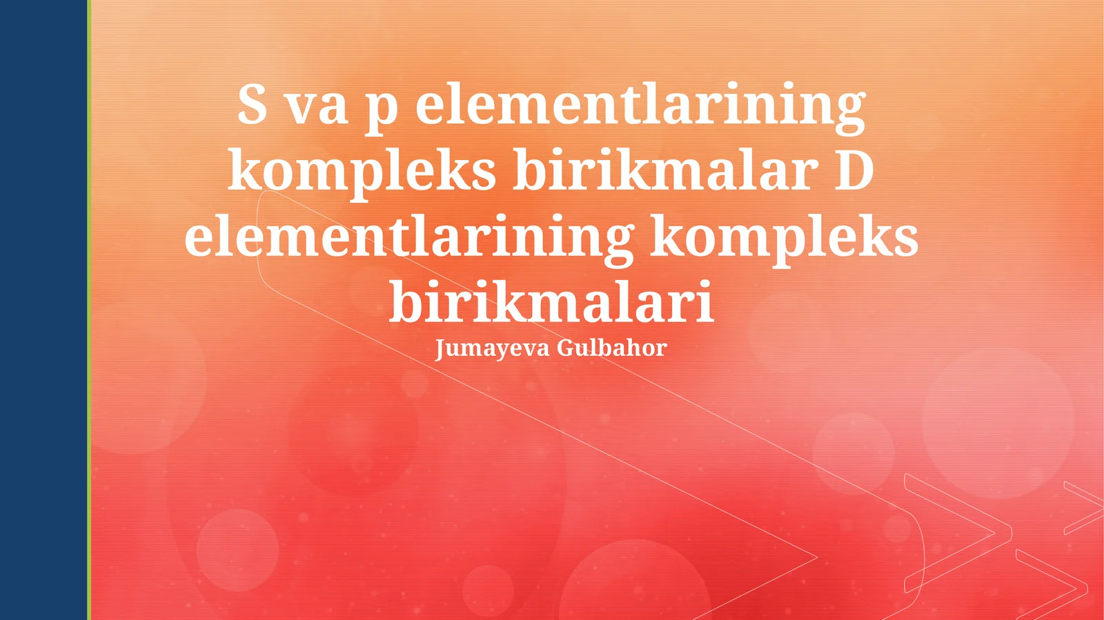 S va p elementlarining kompleks birikmalari