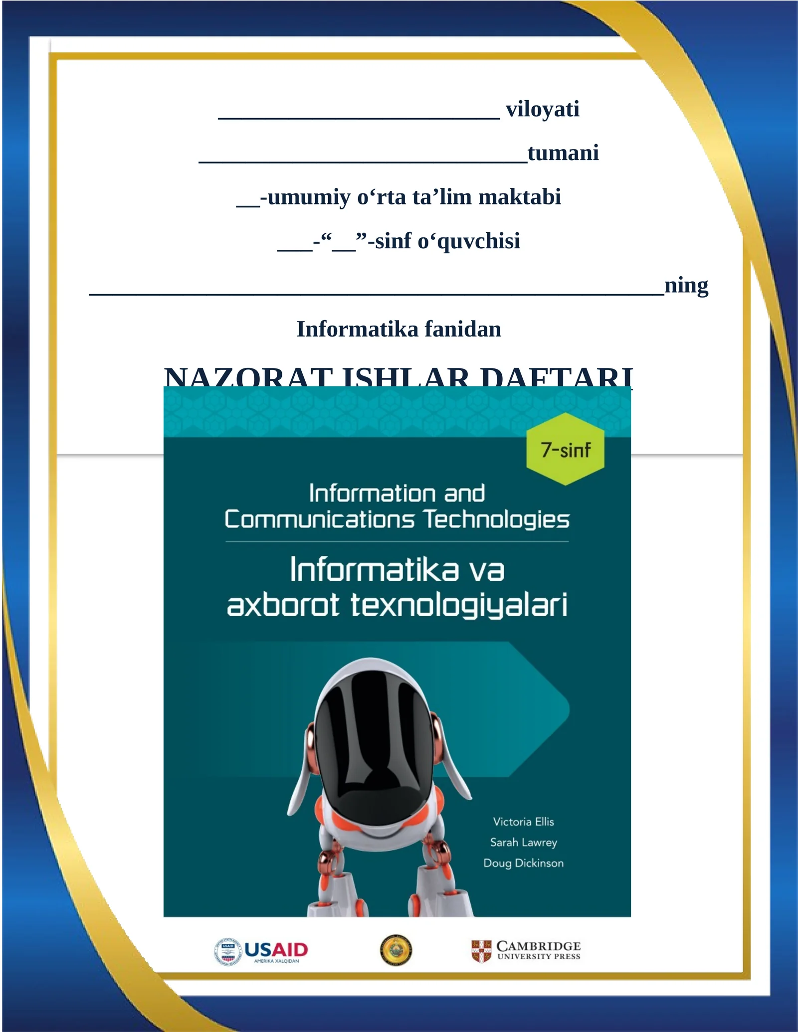 Informatika fanidan Nazorat ishlari daftari