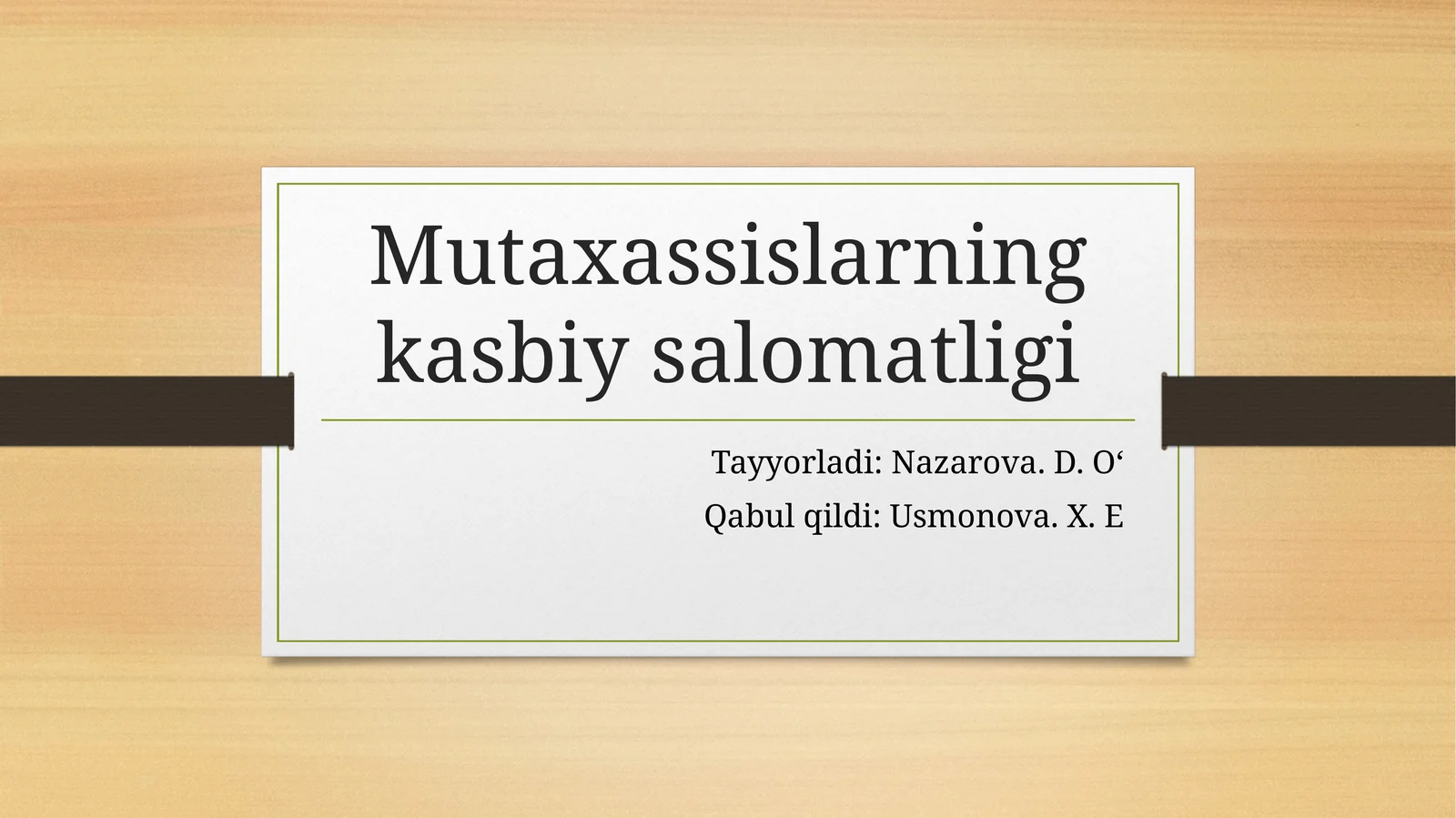 Mutaxassislarning kasbiy salomatligi