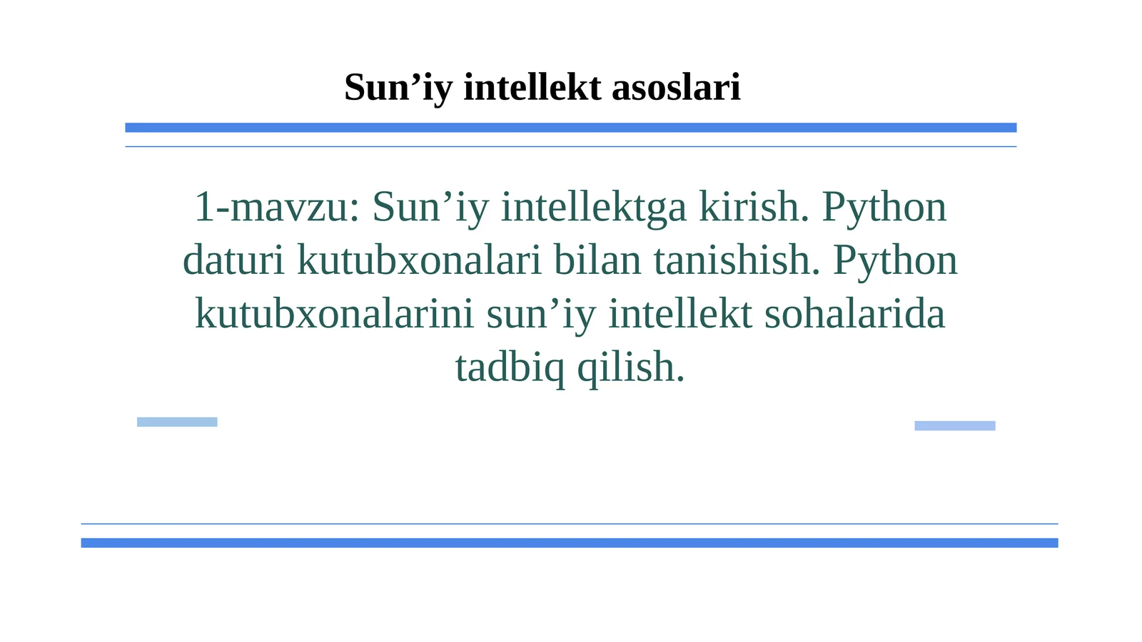 Sun’iyintellektga kirish