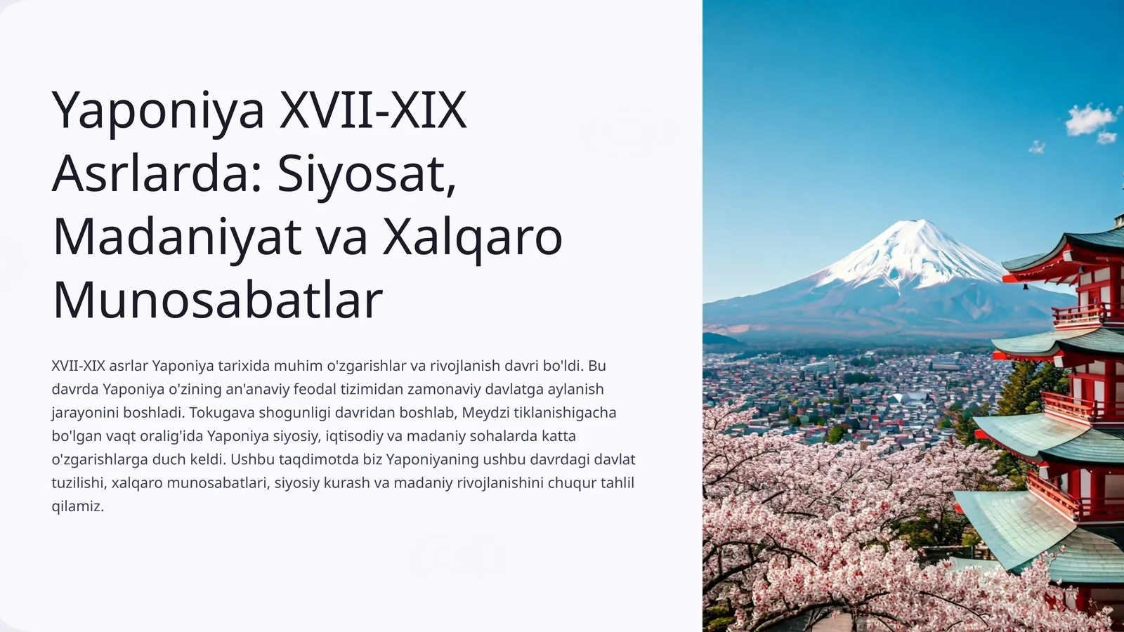 Yaponiya XVII-XIX Asrlarda: Siyosat, Madaniyat va Xalqaro Munosabatlar