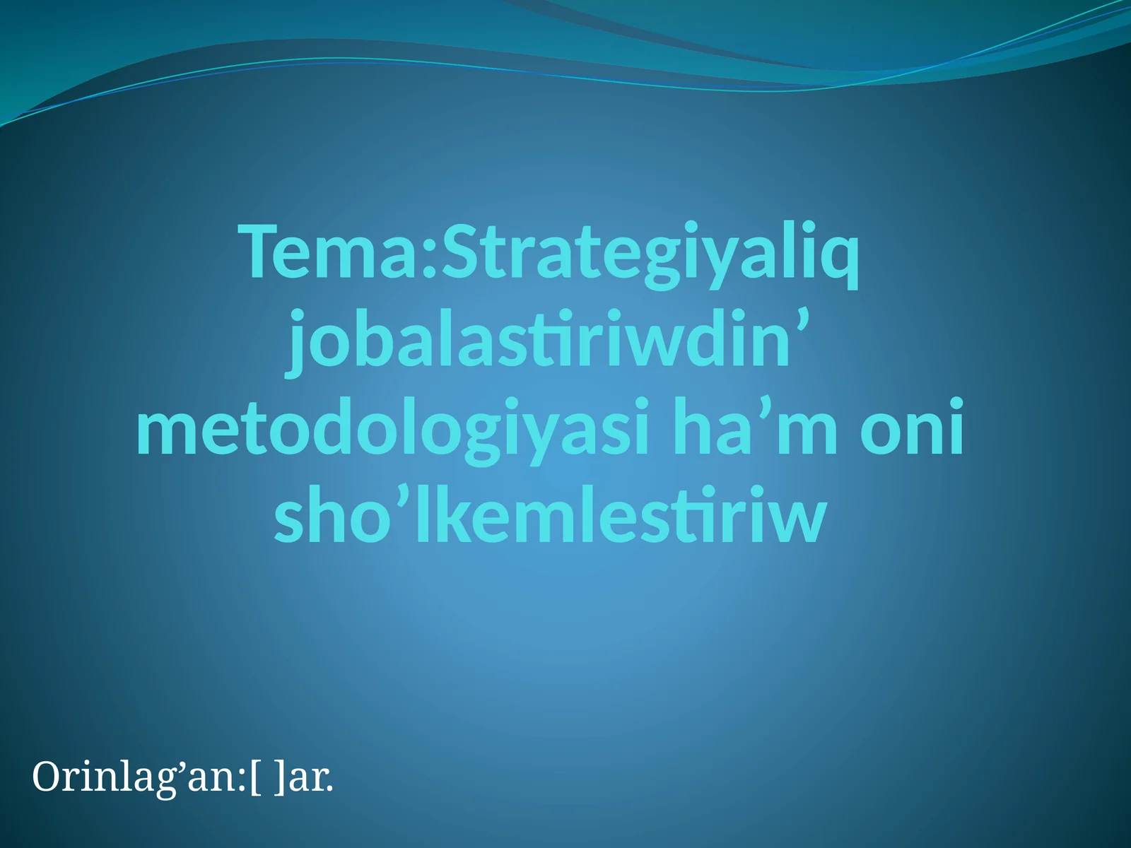 Strategik Rejalestiriw Metodologiyasi