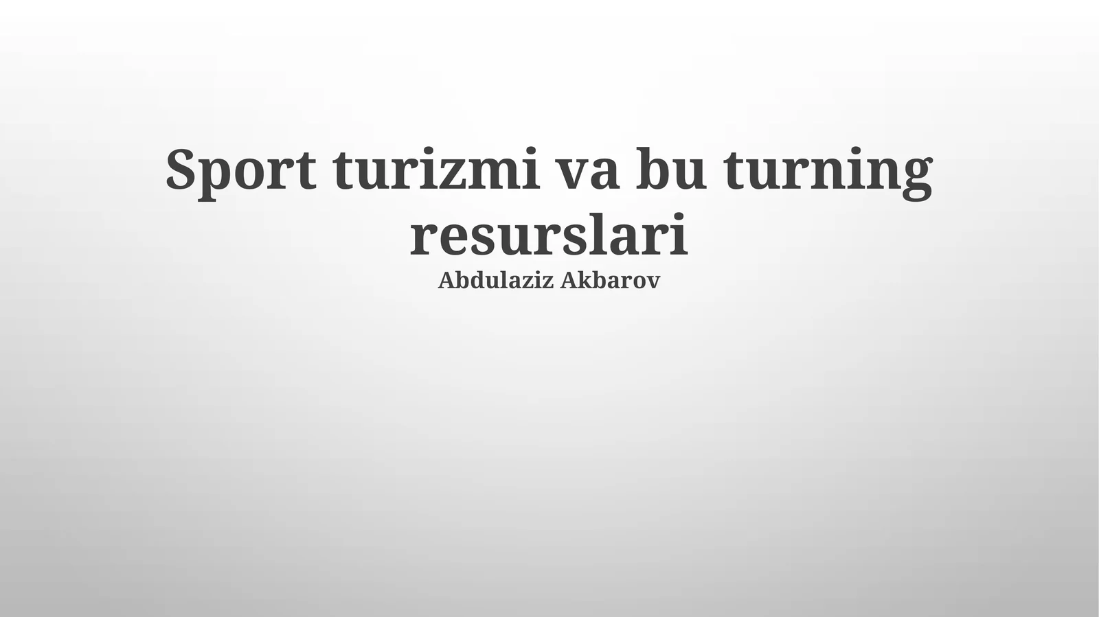 Sport Turizmi va bu Turning Resurslari