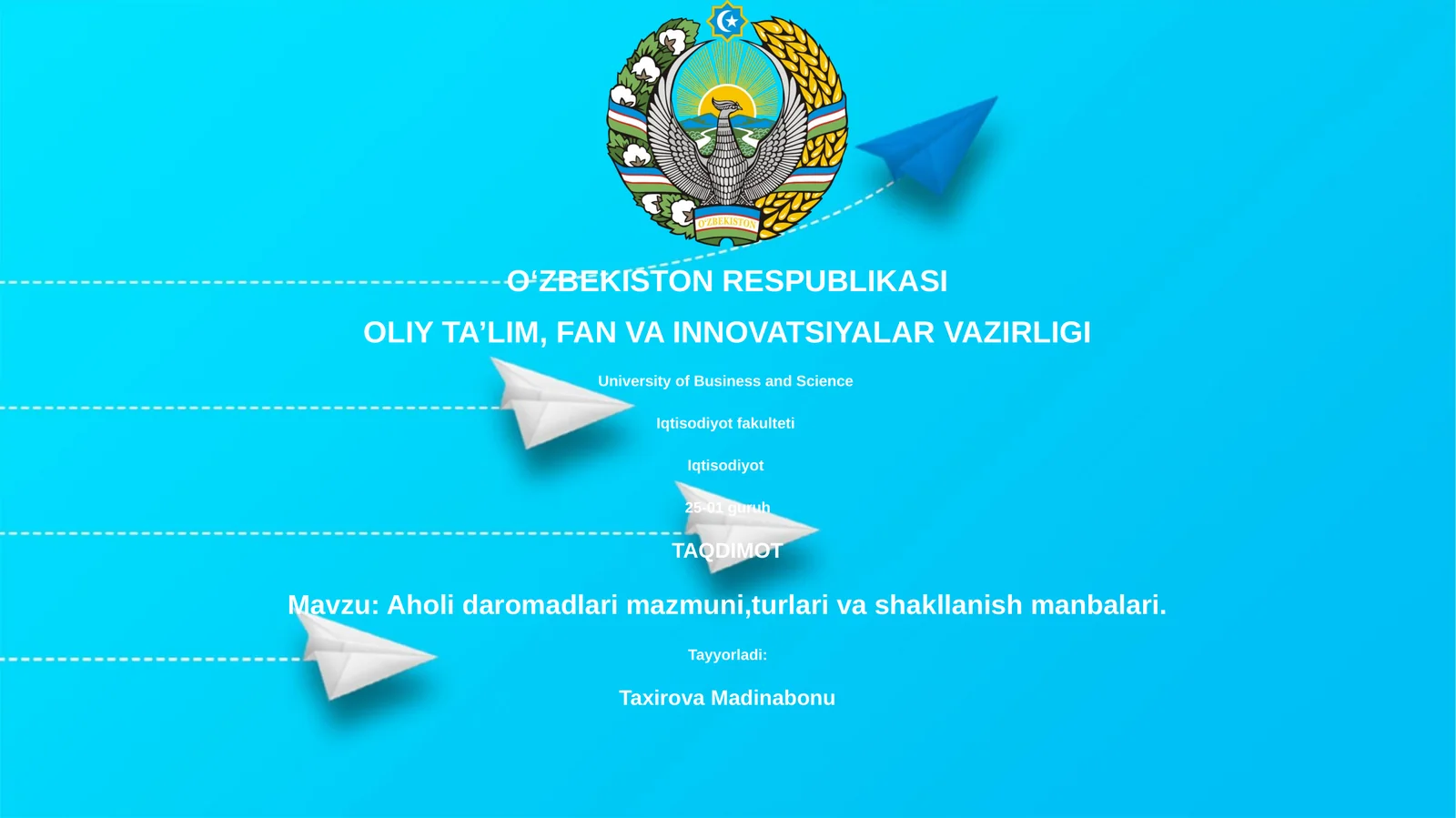 Aholi daromadlari mazmuni,turlari va shakllanish manbalari