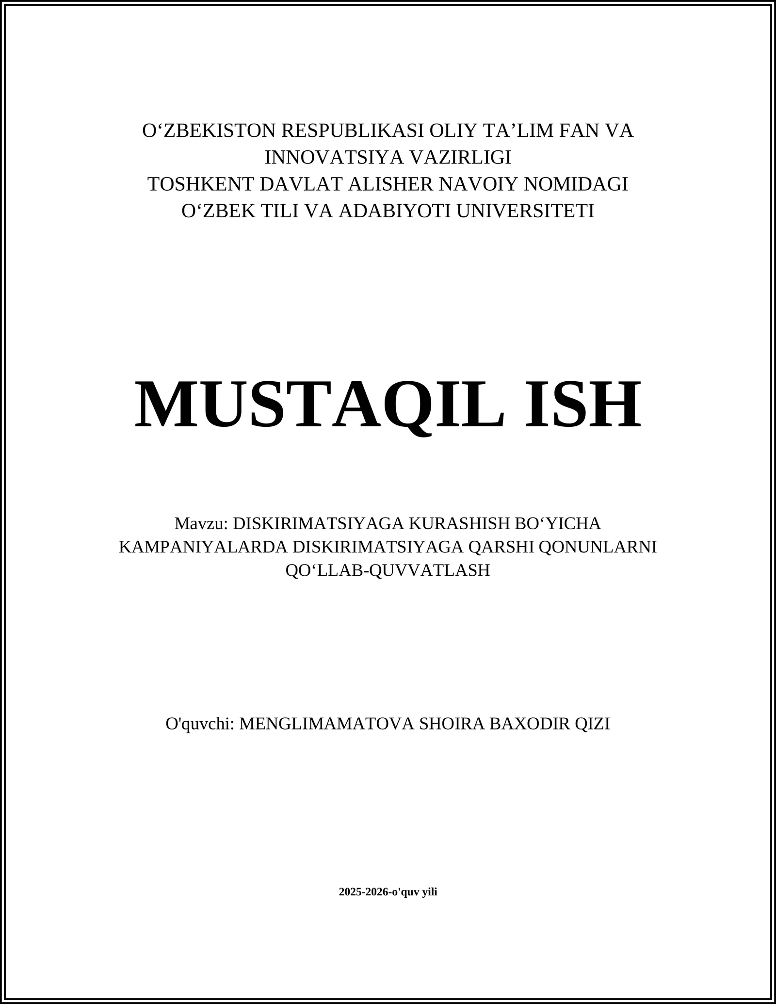 Kompaniyalarda diskriminatsiyaga qarshi qonunlar bo'yicha xodimlarni ogohlik kampaniyasi