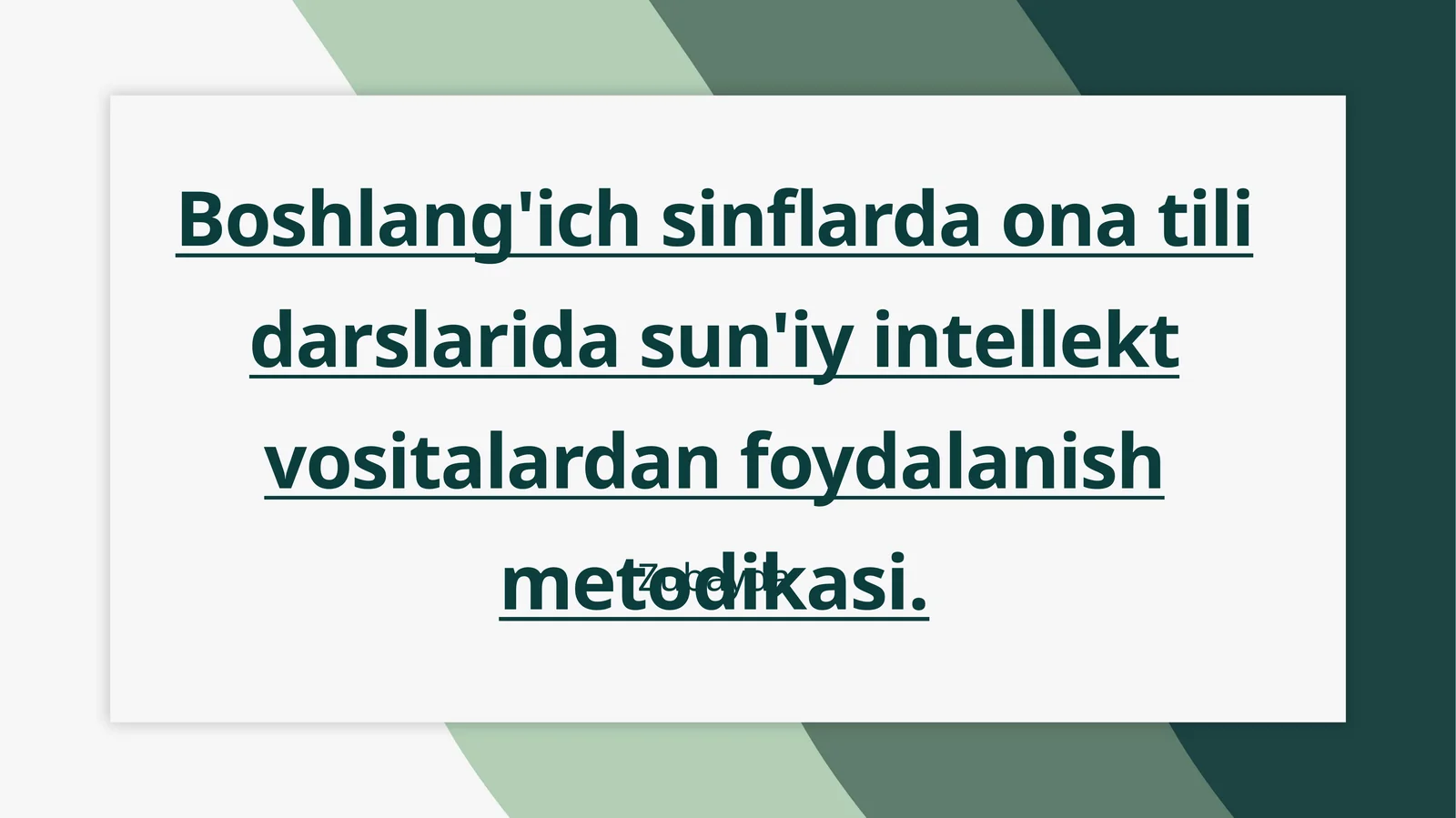 Boshlang'ich sinflarda ona tili darslarida sun'iy intellekt vositalardan foydalanish metodikasi