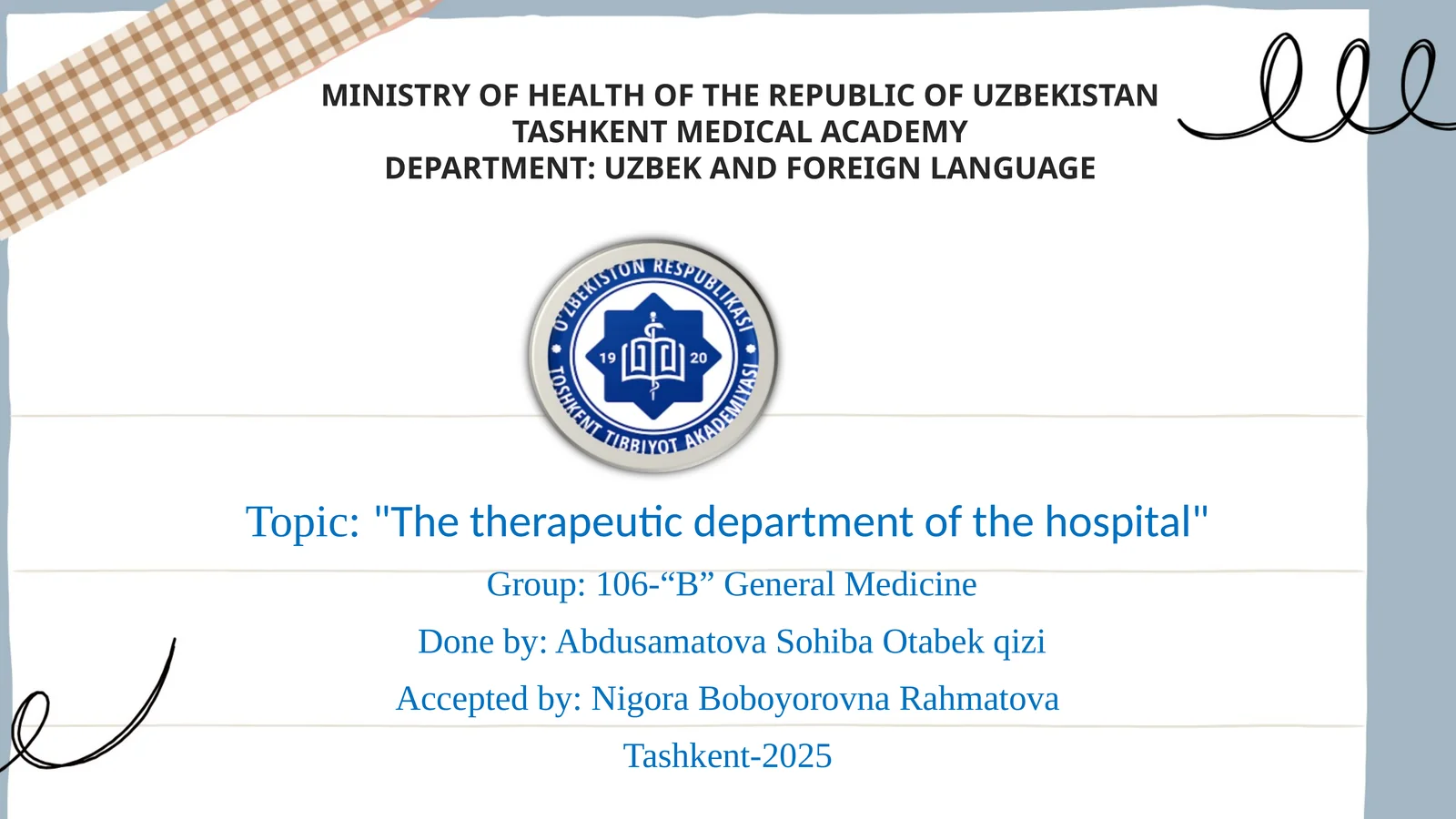 The therapeutic department of the hospital