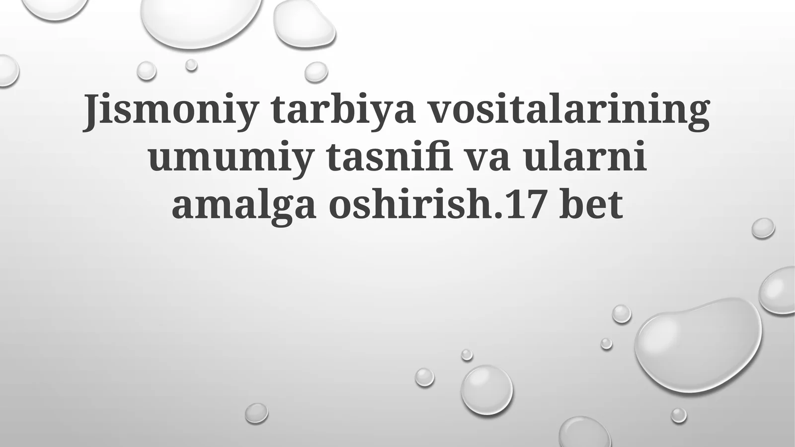 Jismoniytarbiyavositalariningumumiytasnifivaularniamalgaoshirish