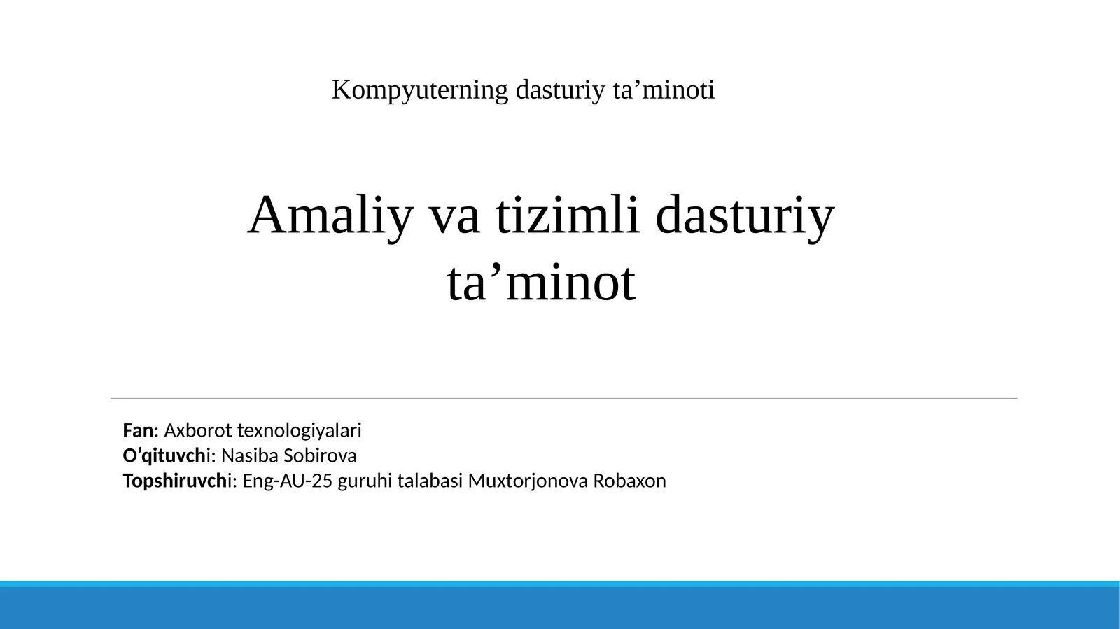 Dasturiy ta’minot