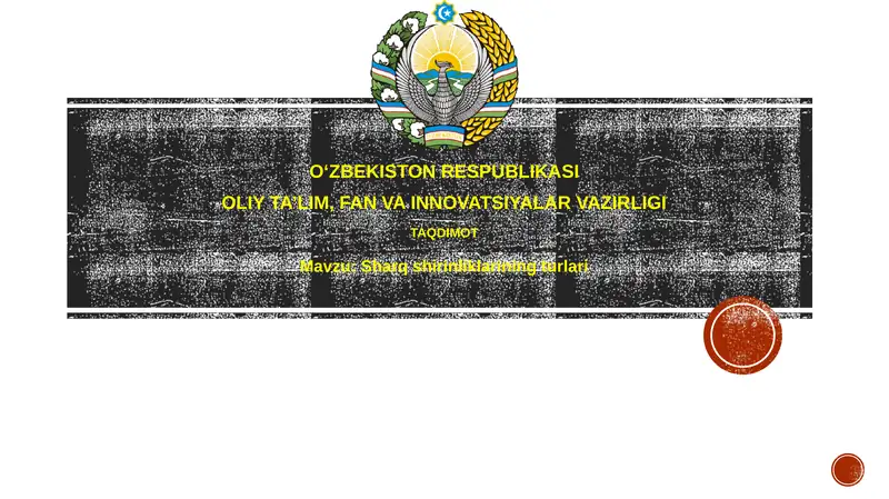 Sharq shirinliklari: Umumiy tavsif