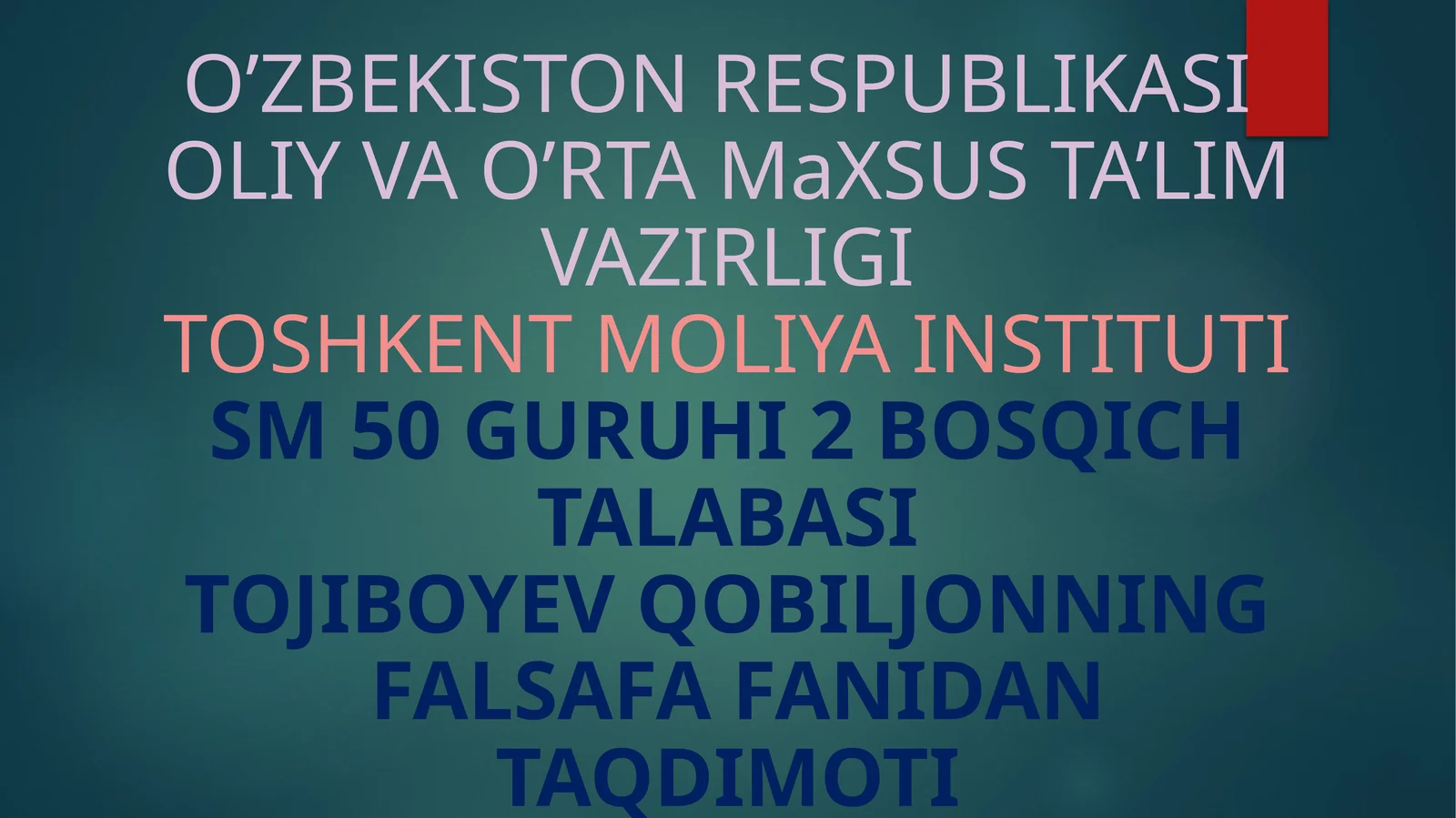 "O`ZBEKISTONDAGI ILK O`RTA ASRLAR FALSAFASI"