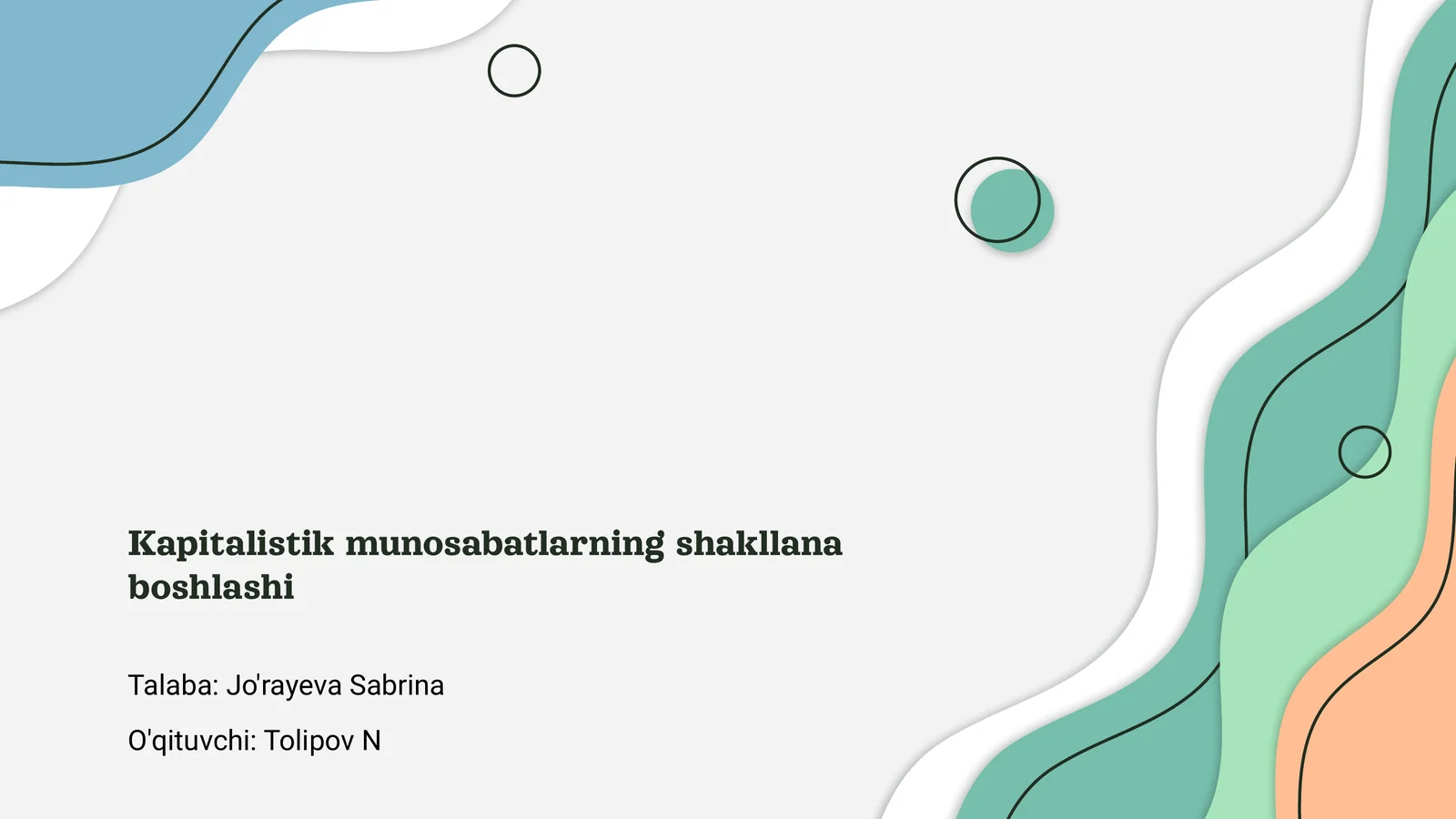 Kapitalistik munosabatlarning shakllana boshlashi