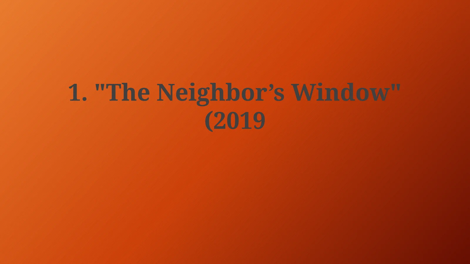 Qo'shnining derazasi: Umumiy nuqtai