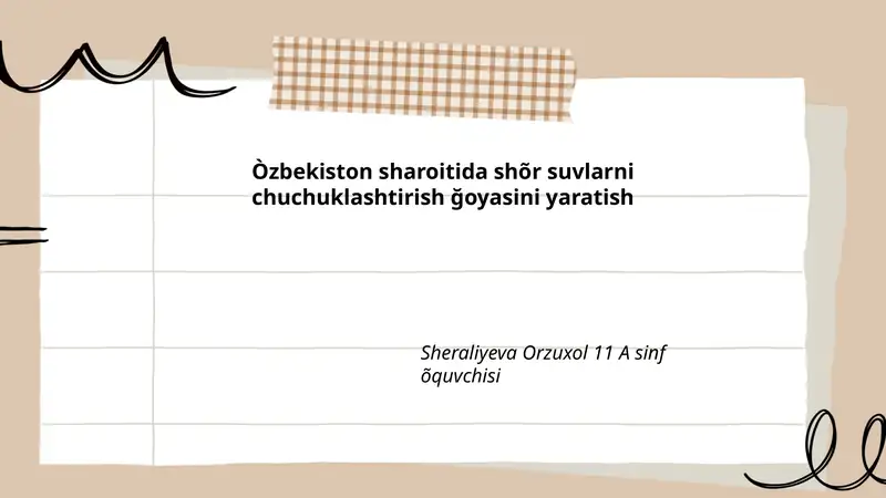 Oʻzbekiston sharoitida shoʻr suvlarning geografiyasi va shoʻrlanish turlari