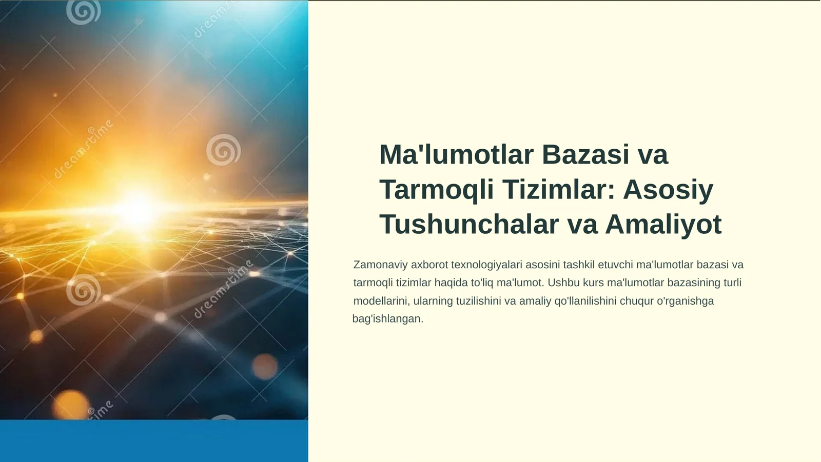 Ma'lumotlar Bazasi va Tarmoqli Tizimlar: Asosiy Tushunchalar va Amaliyot