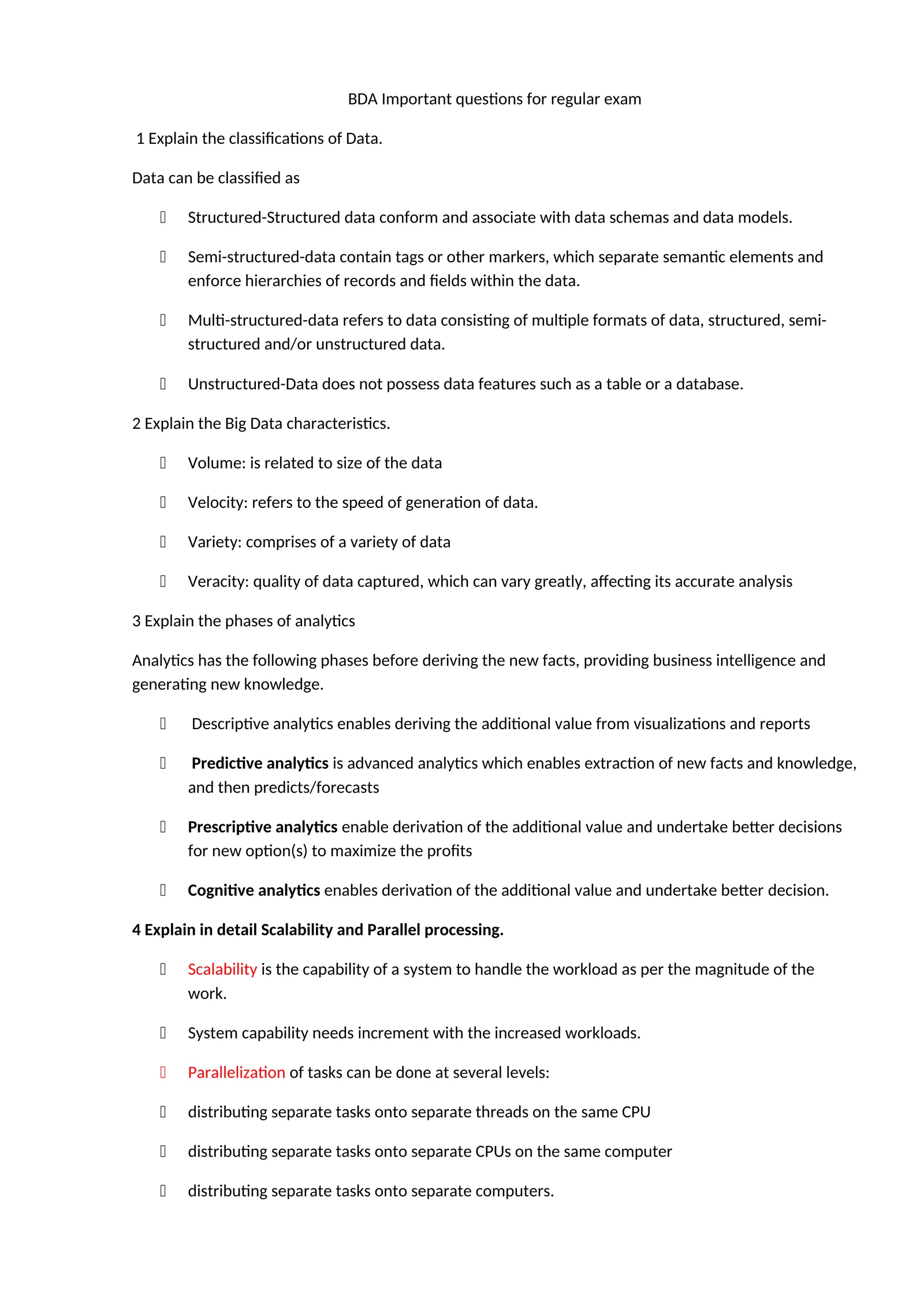BDA Important questions for regular exam