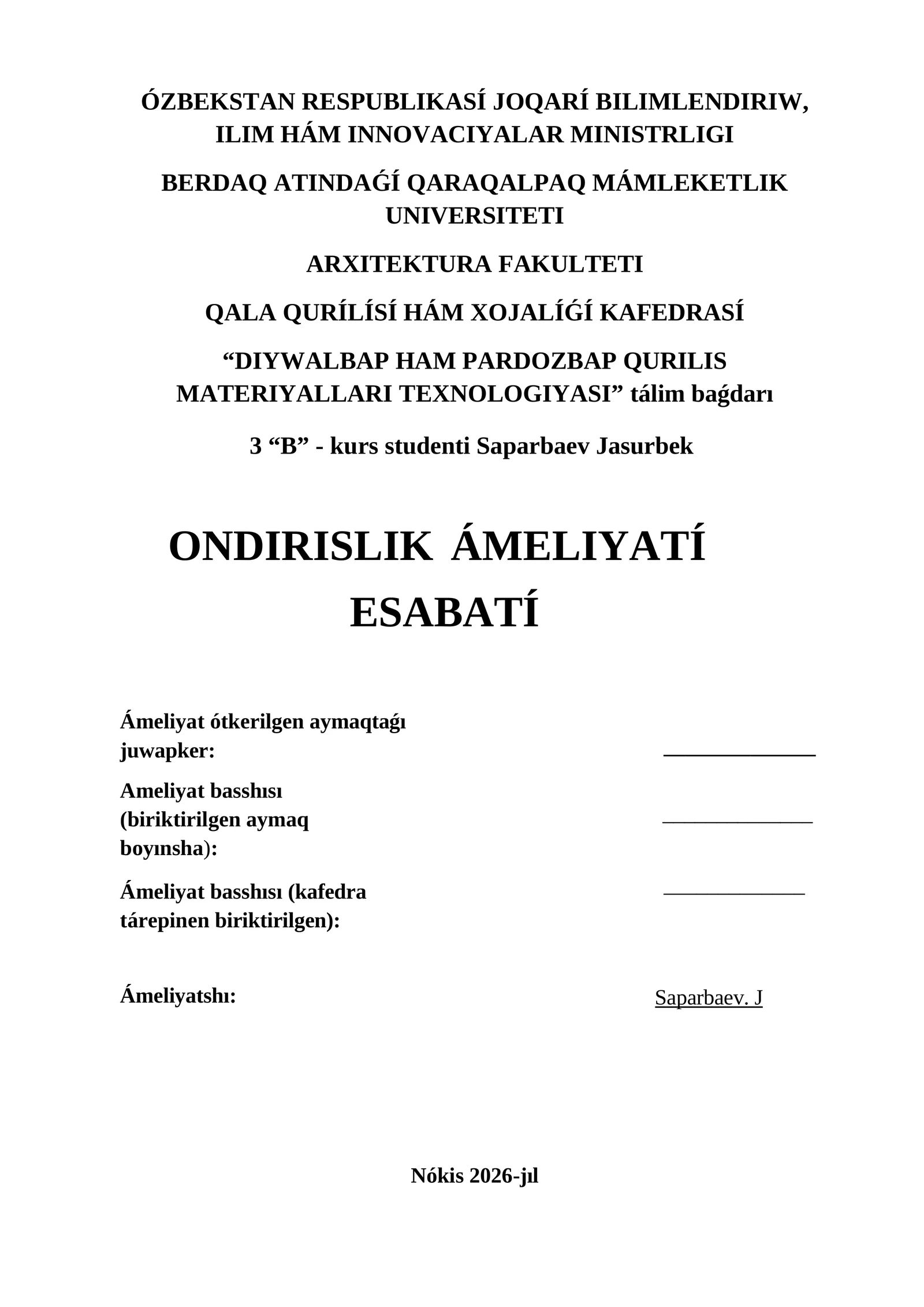 Ondirislik ámeliyatí esabatí