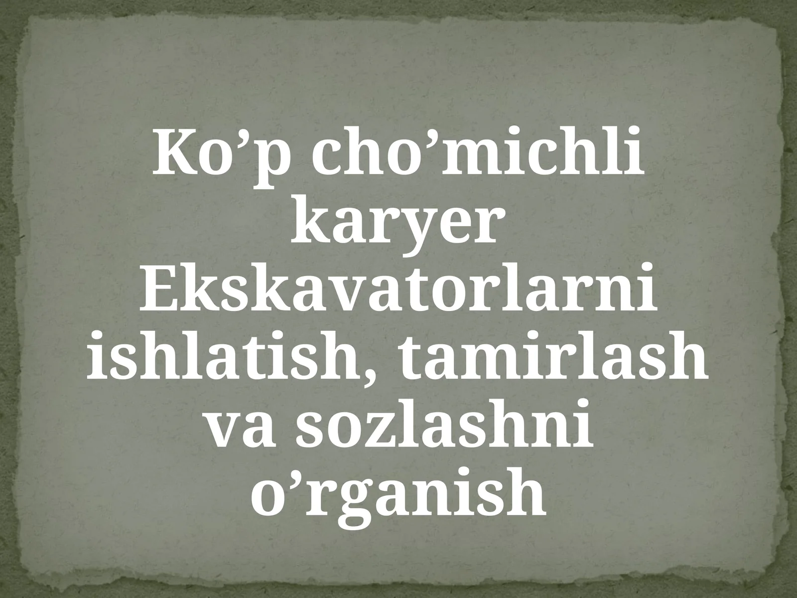 Ko’pcho’michlikaryerEkskavatorlarniishlatish,tamirlashvasozlashnio’rganish