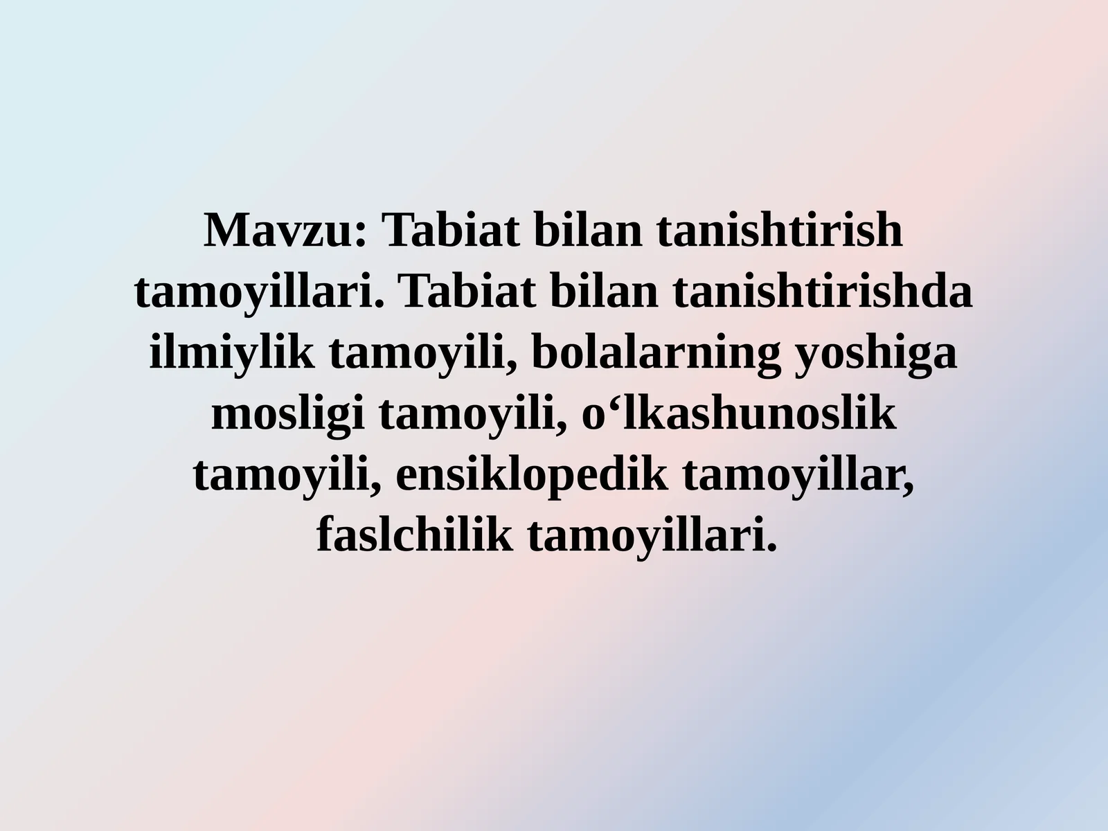 Tabiat bilan tanishtirish tamoyillari
