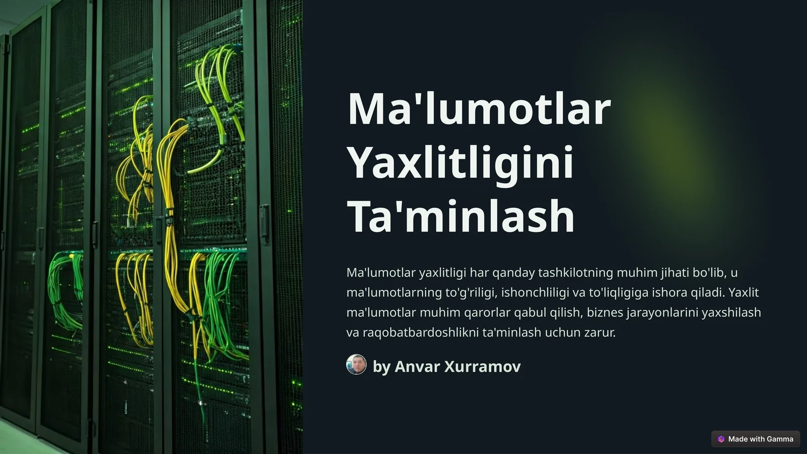 Ma'lumotlar Yaxlitligini Ta'minlash