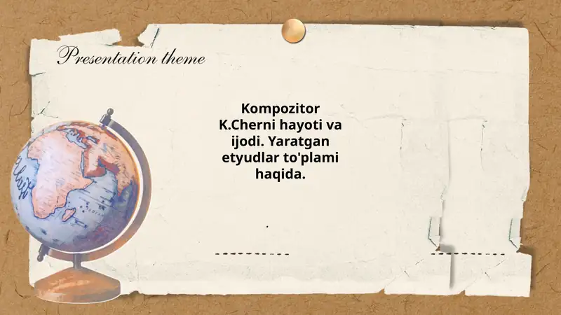 Kompozitor K. Cherni hayoti va ijodi. Yaratgan etyudlar to'plami