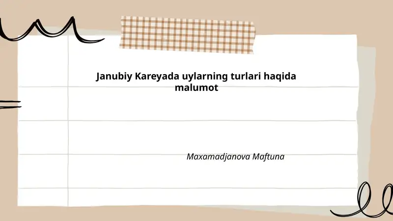 Janubiy Kareyada uylarning turlari haqida malumot