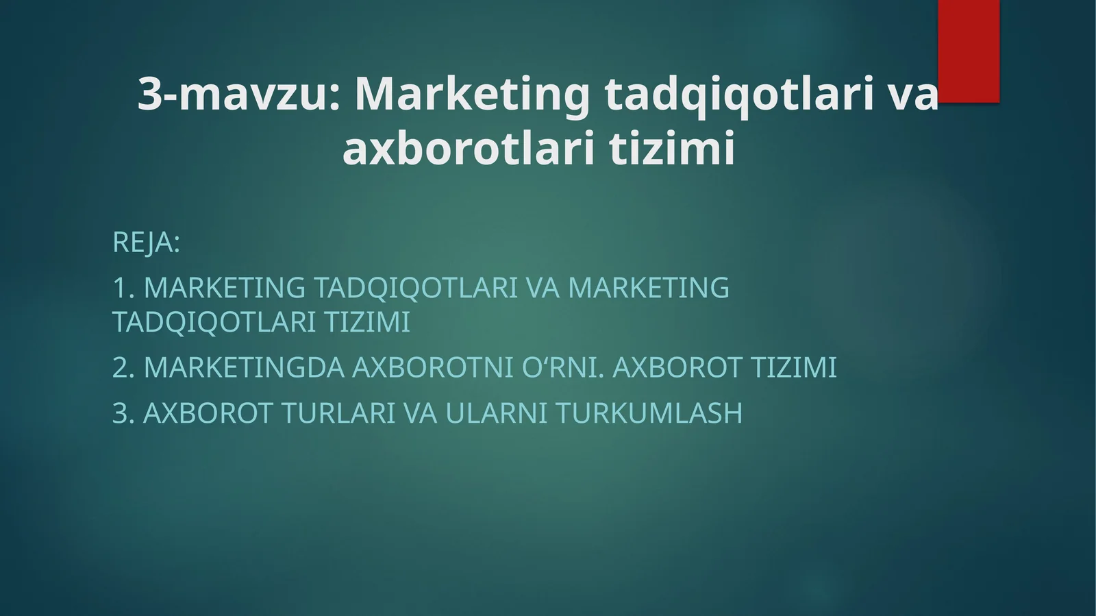 Marketing tadqiqotlari va axborot tizimi