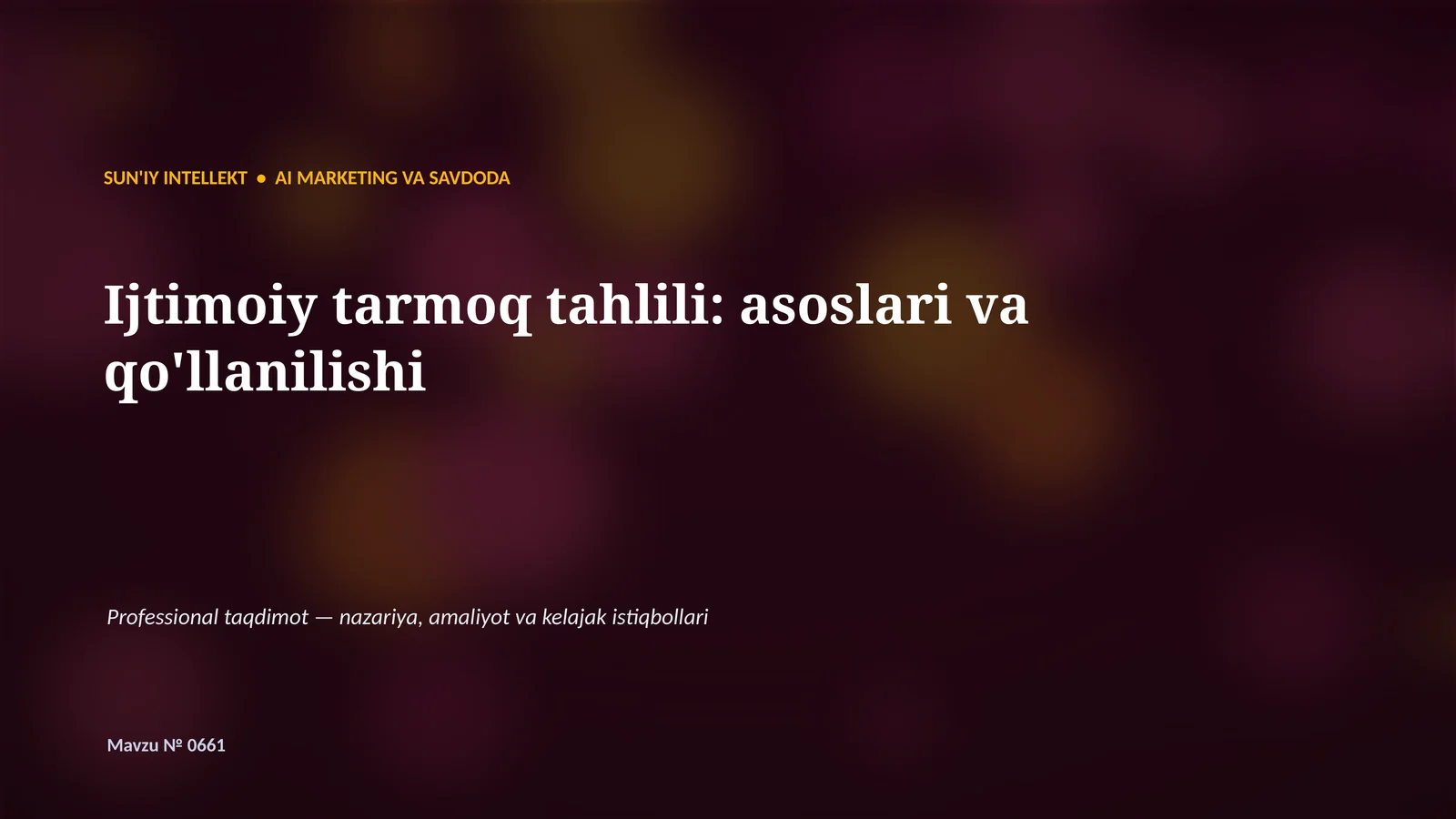 SUN'IY INTELLEKT • AI MARKETING VA SAVDODA