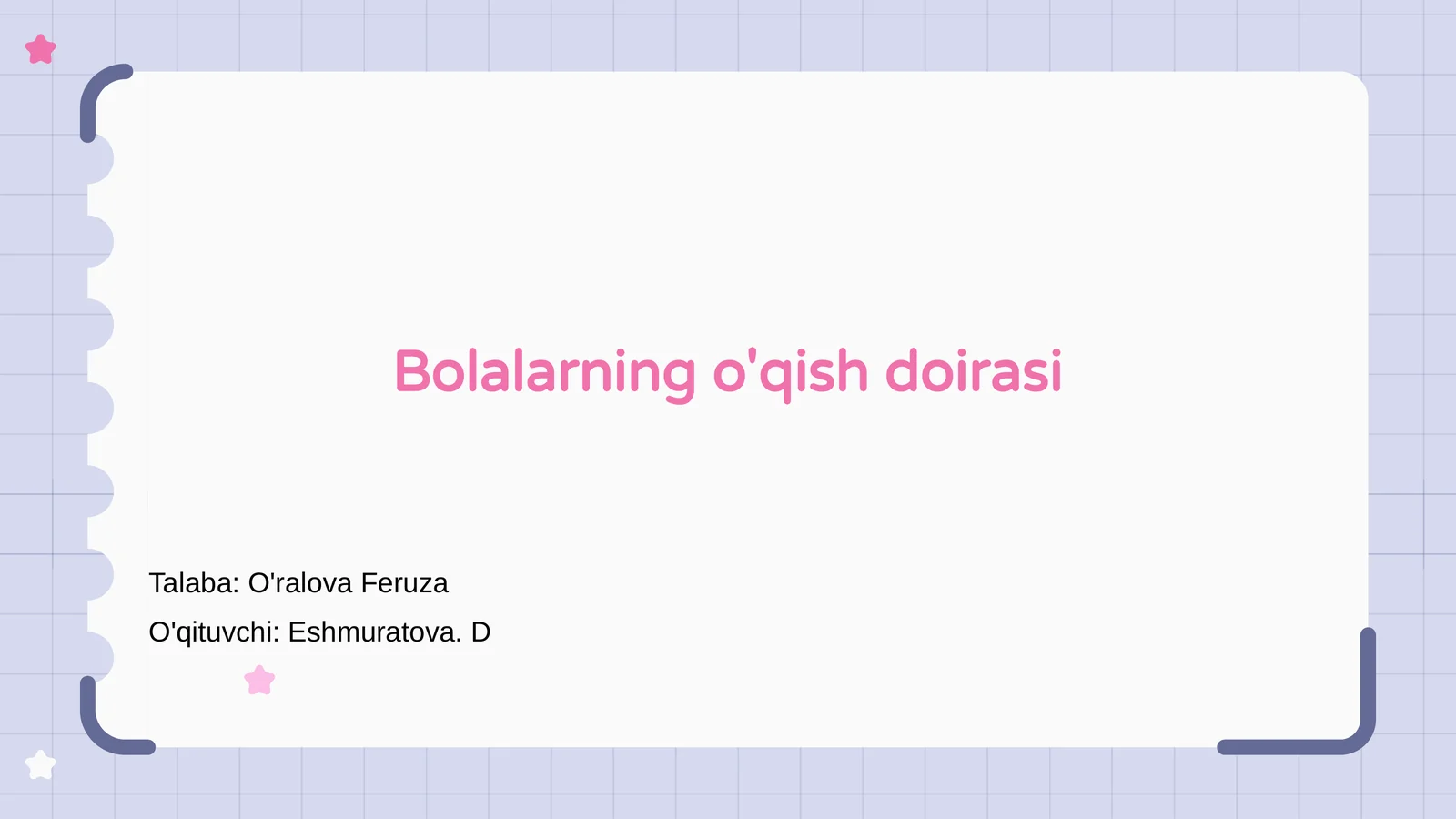 Bolalarning o'qish doirasi