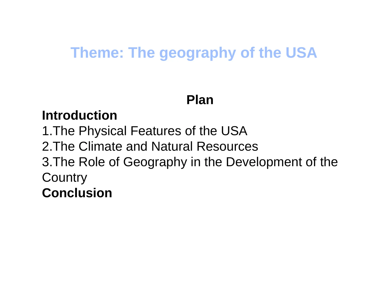 The geography of the USA