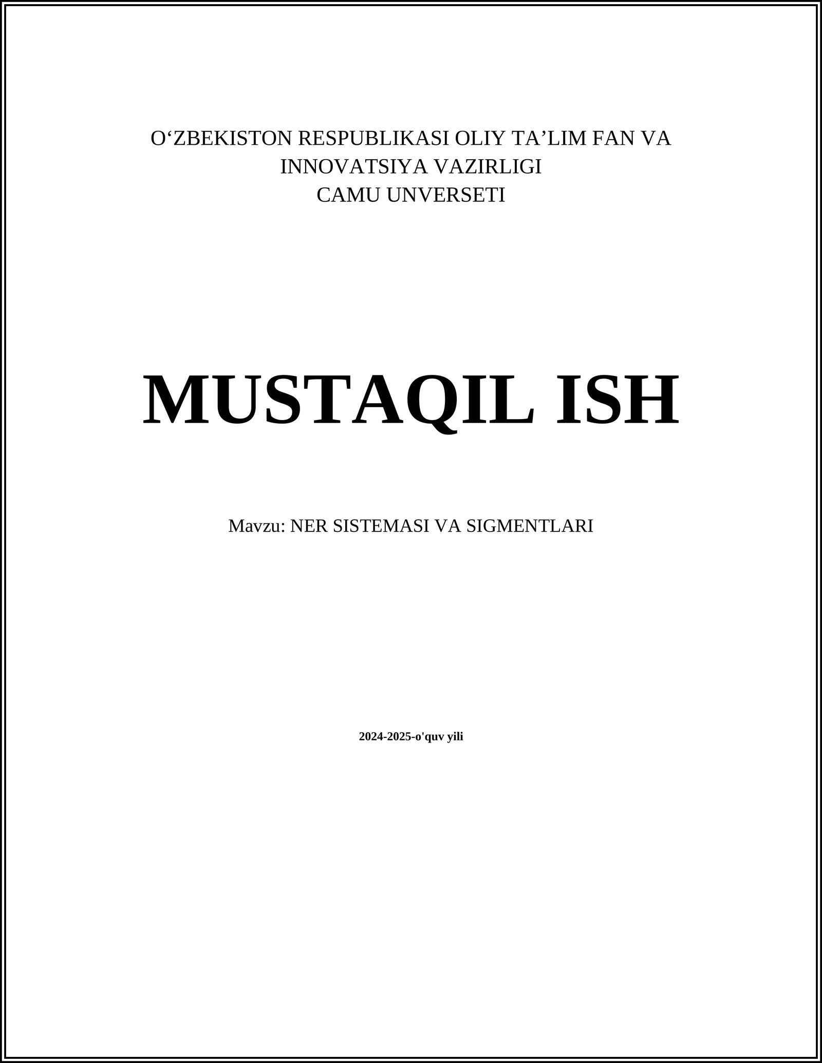 NER SISTEMASI VA SIGMENTLARI