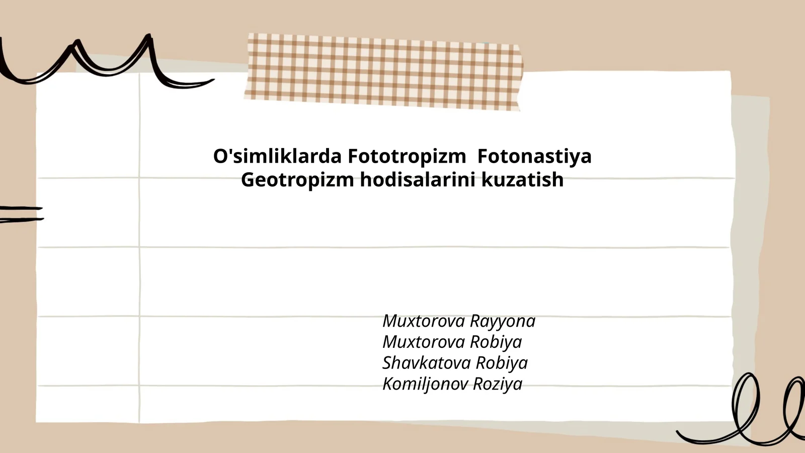 O'simliklarda Fototropizm Fotonastiya Geotropizm hodisalarini kuzatish