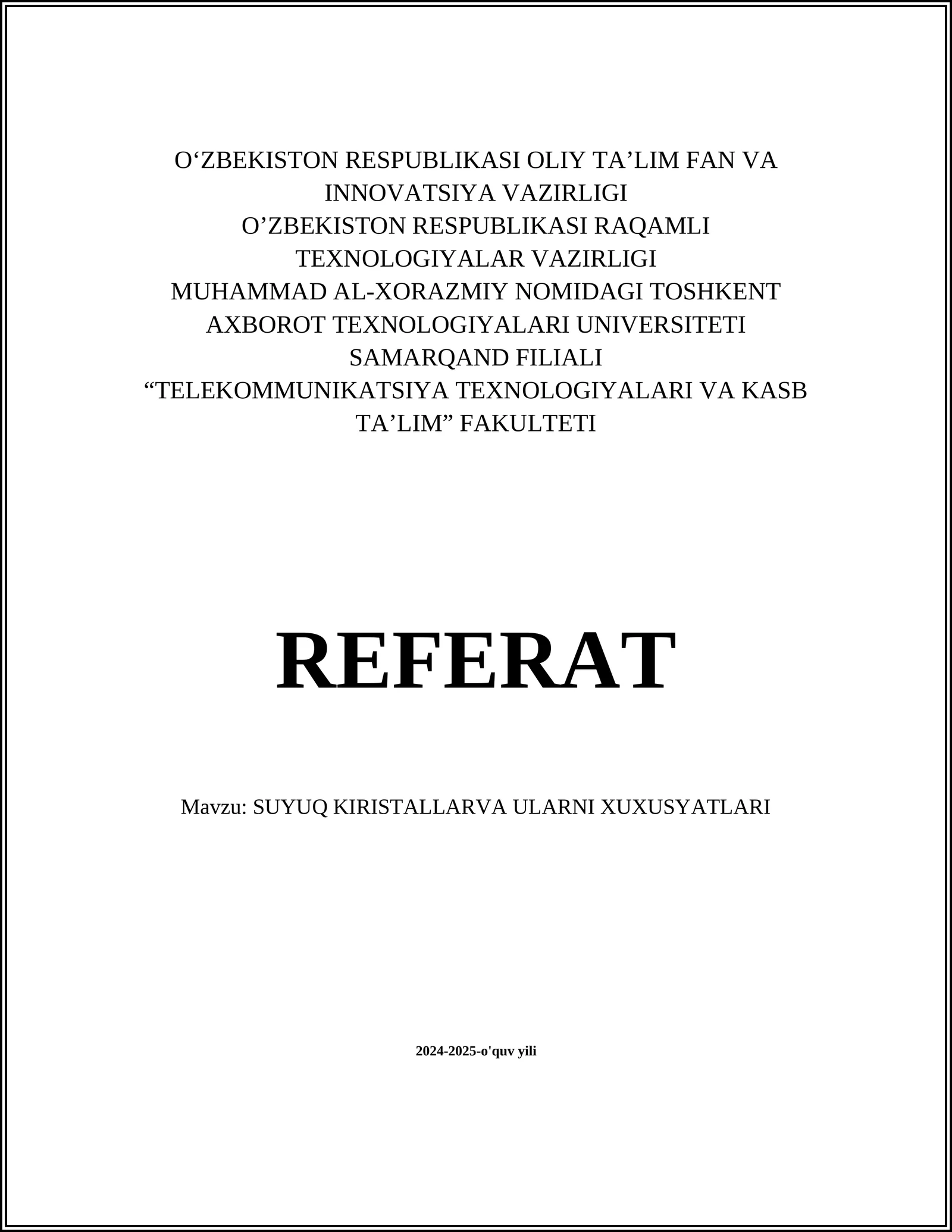 SUYUQ KIRISTALLARVA ULARNI XUXUSYATLARI