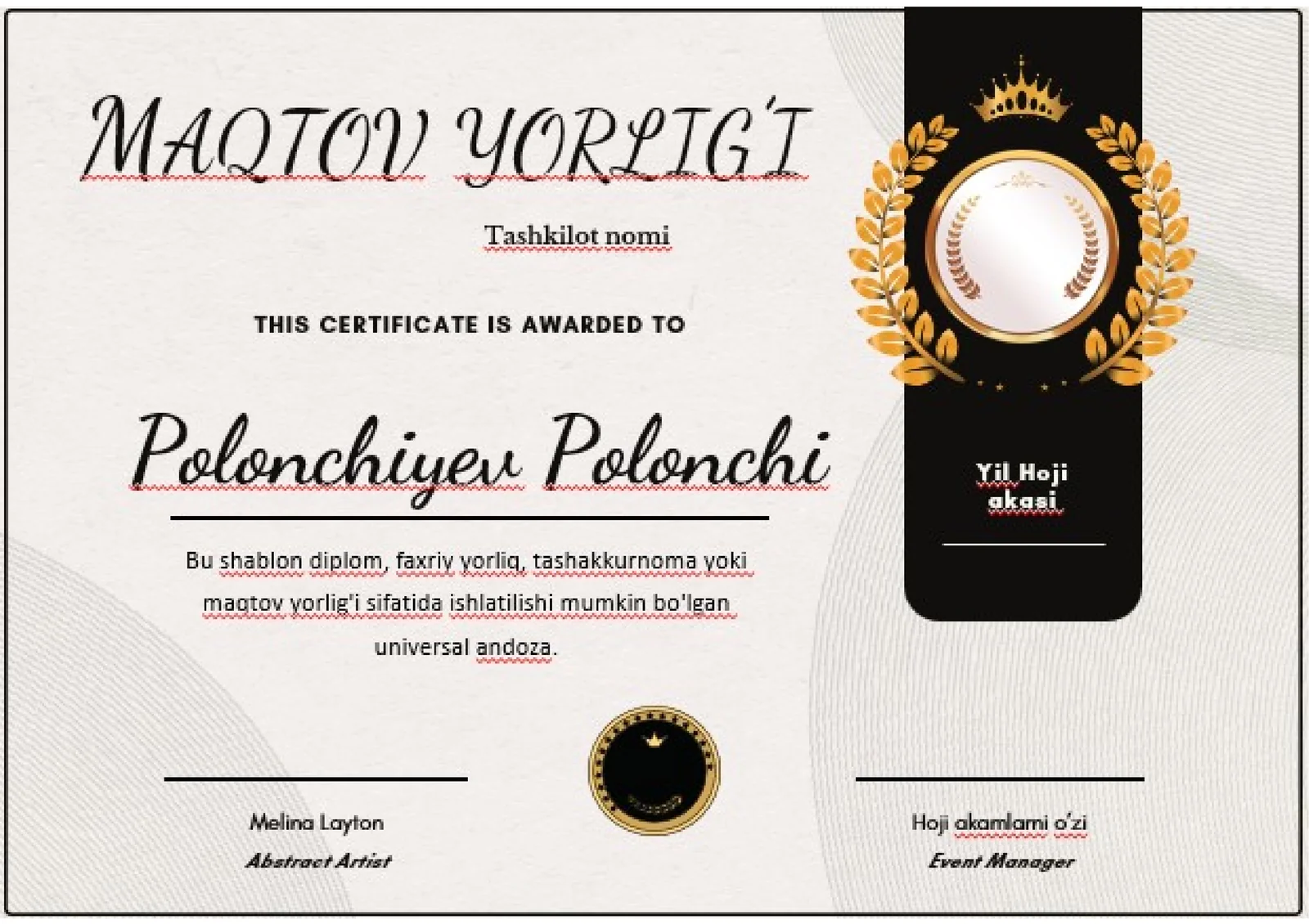 Maqtovyorlig’i