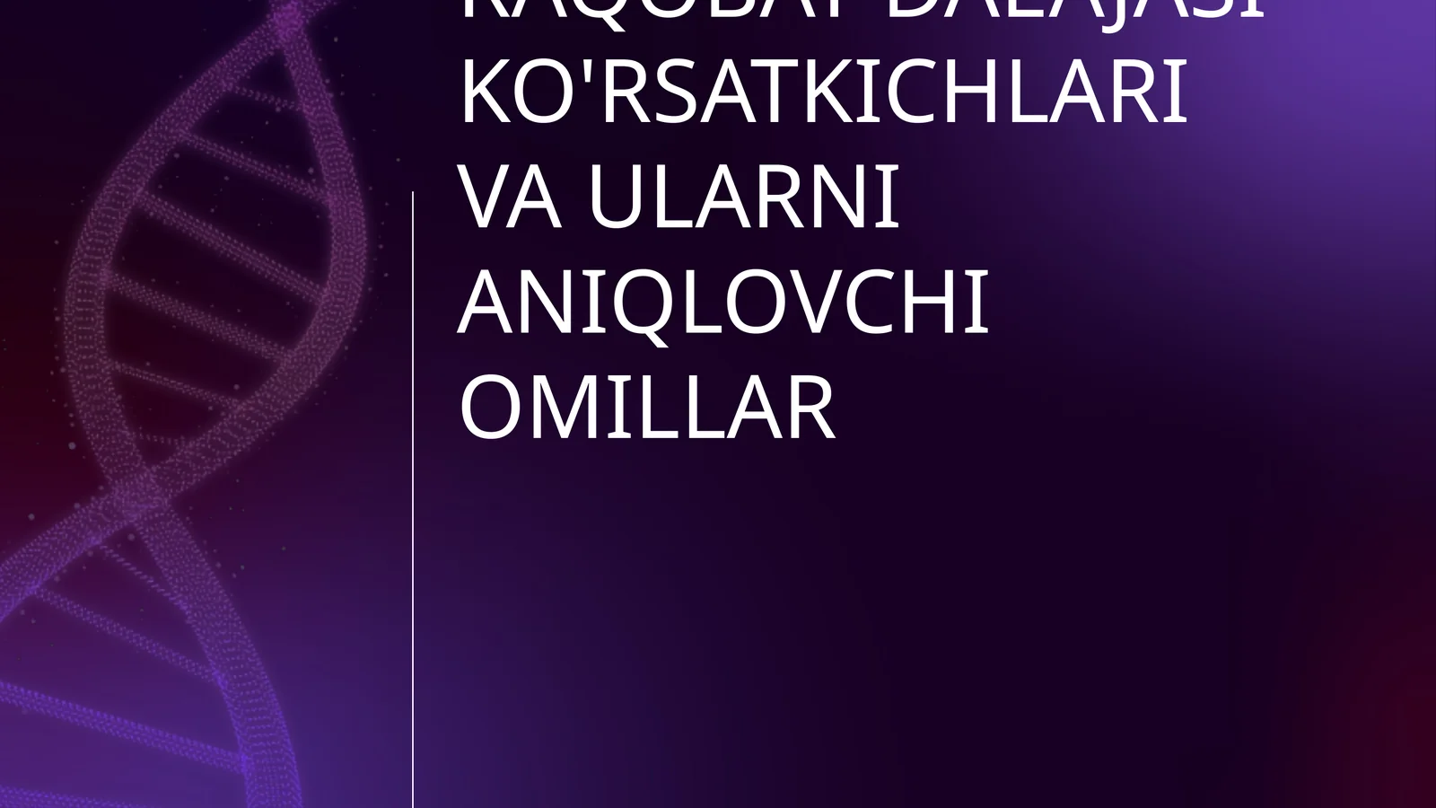 RAQOBAT DAEAJASI KO'RSATKICHLARI VA ULARNI ANIQLOVCHI OMILLAR
