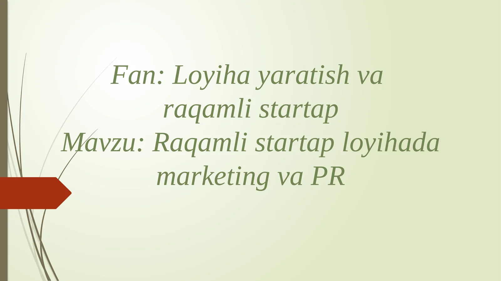 Raqamli startap loyihada marketing va PR