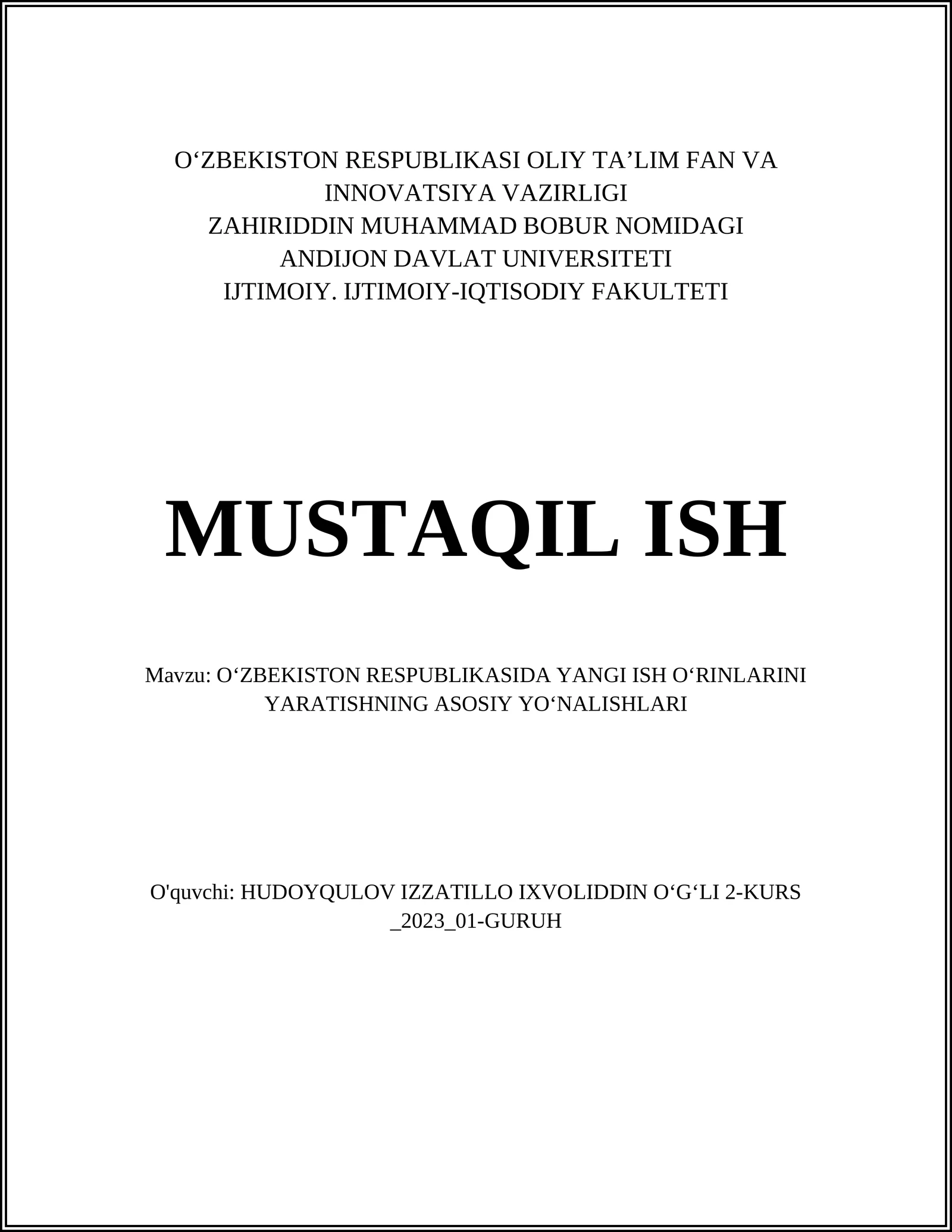 OʻZBEKISTON IQTISODIY SIYOSATI