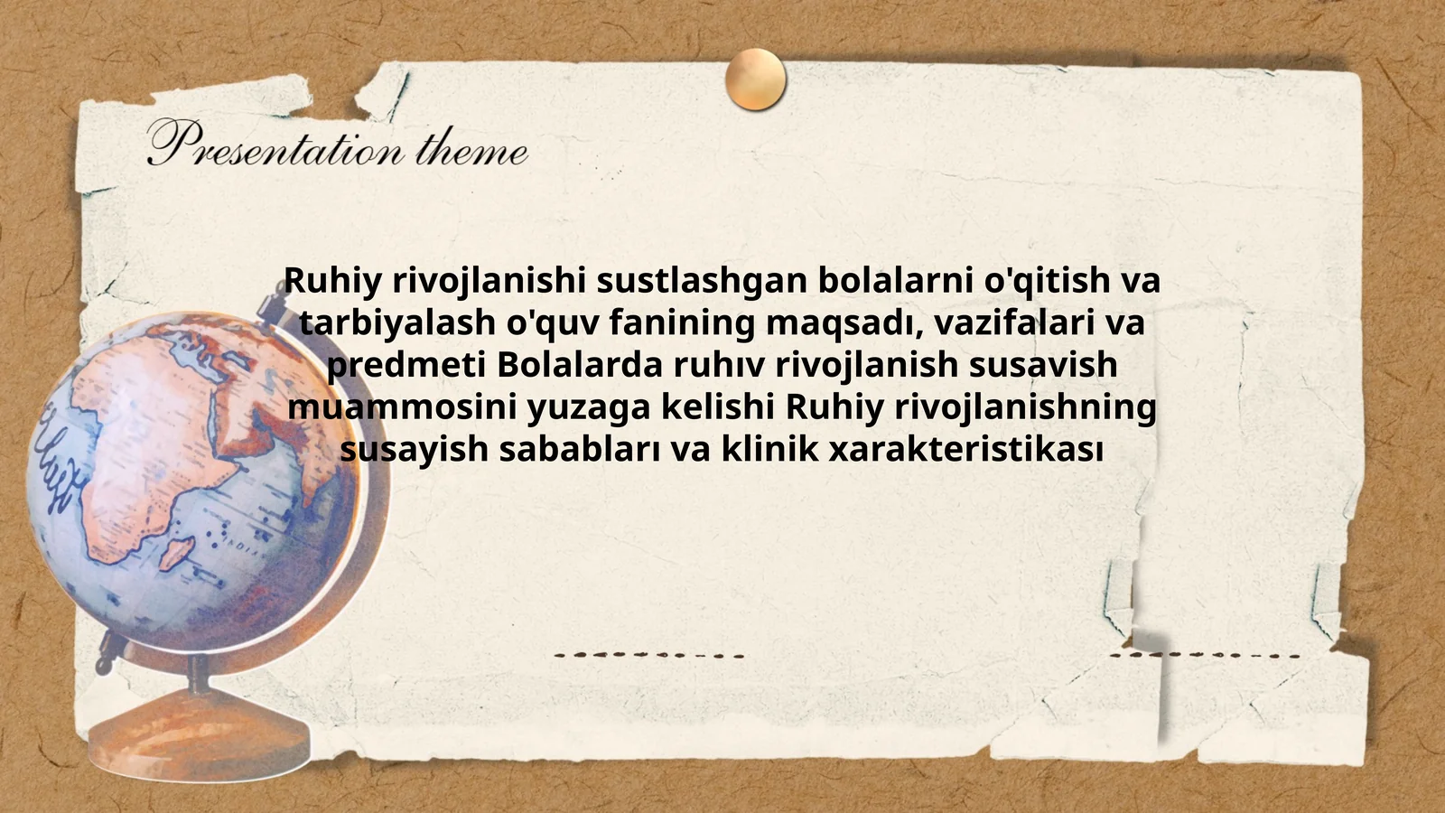 Ruhiy rivojlanishi sustlashgan bolalarni o'qitish va tarbiyalash o'quv fanining maqsadı, vazifalari va predmeti