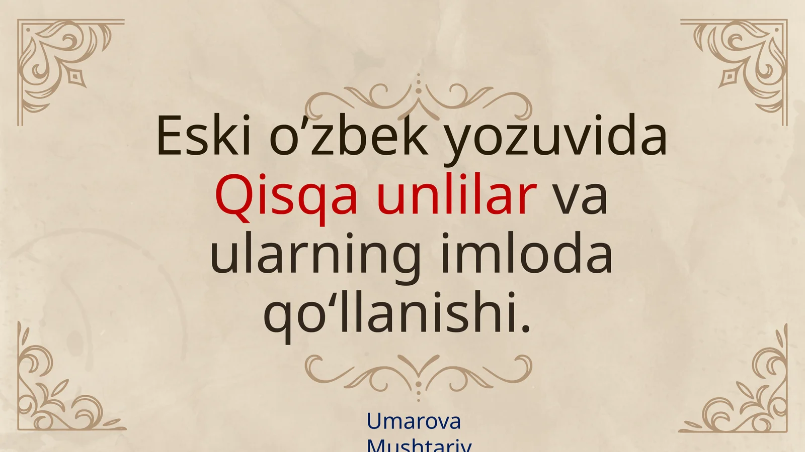 qisqa unlilar