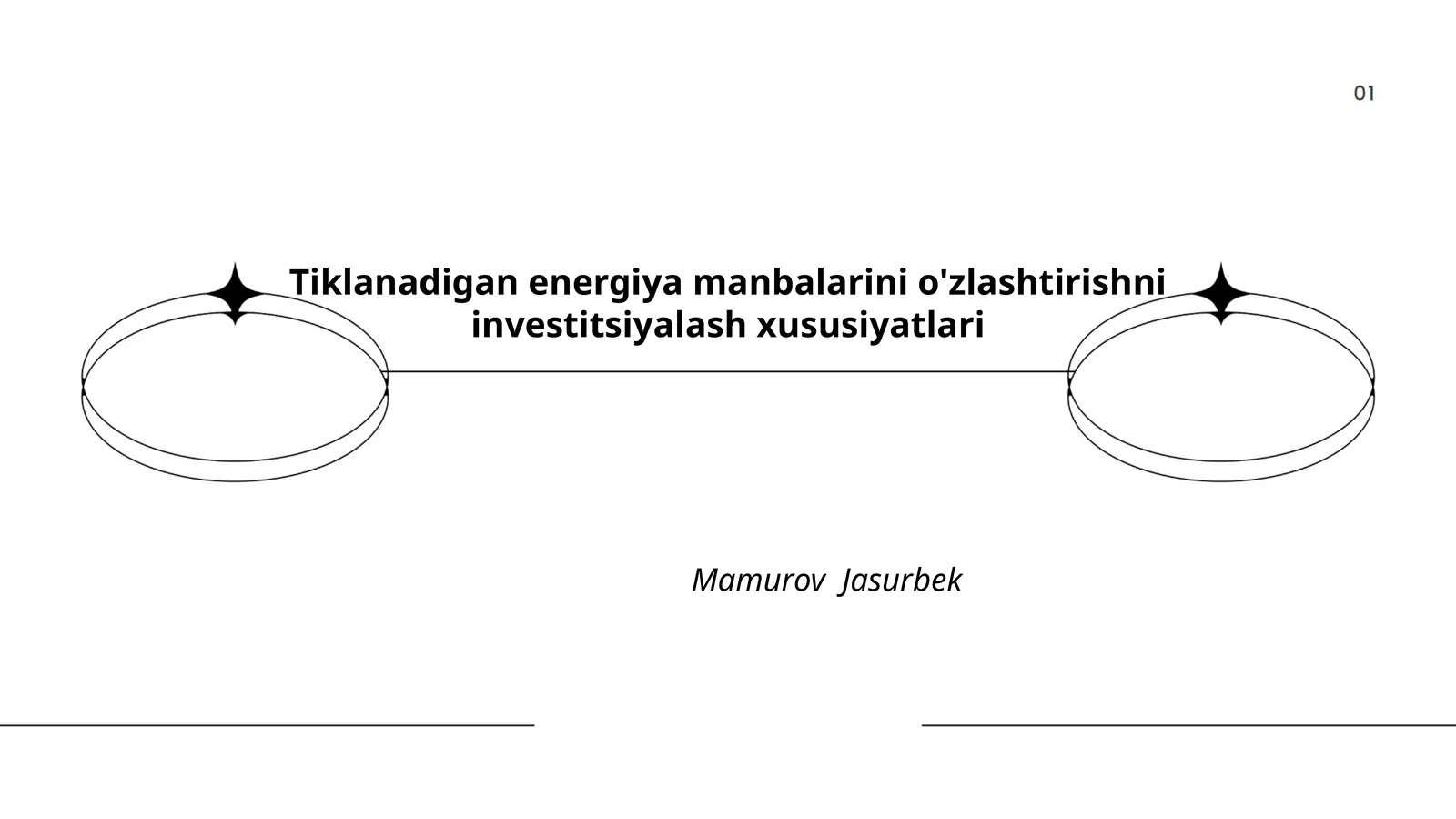 Tiklanadigan energiya manbalarini o'zlashtirishni investitsiyalash xususiyatlari