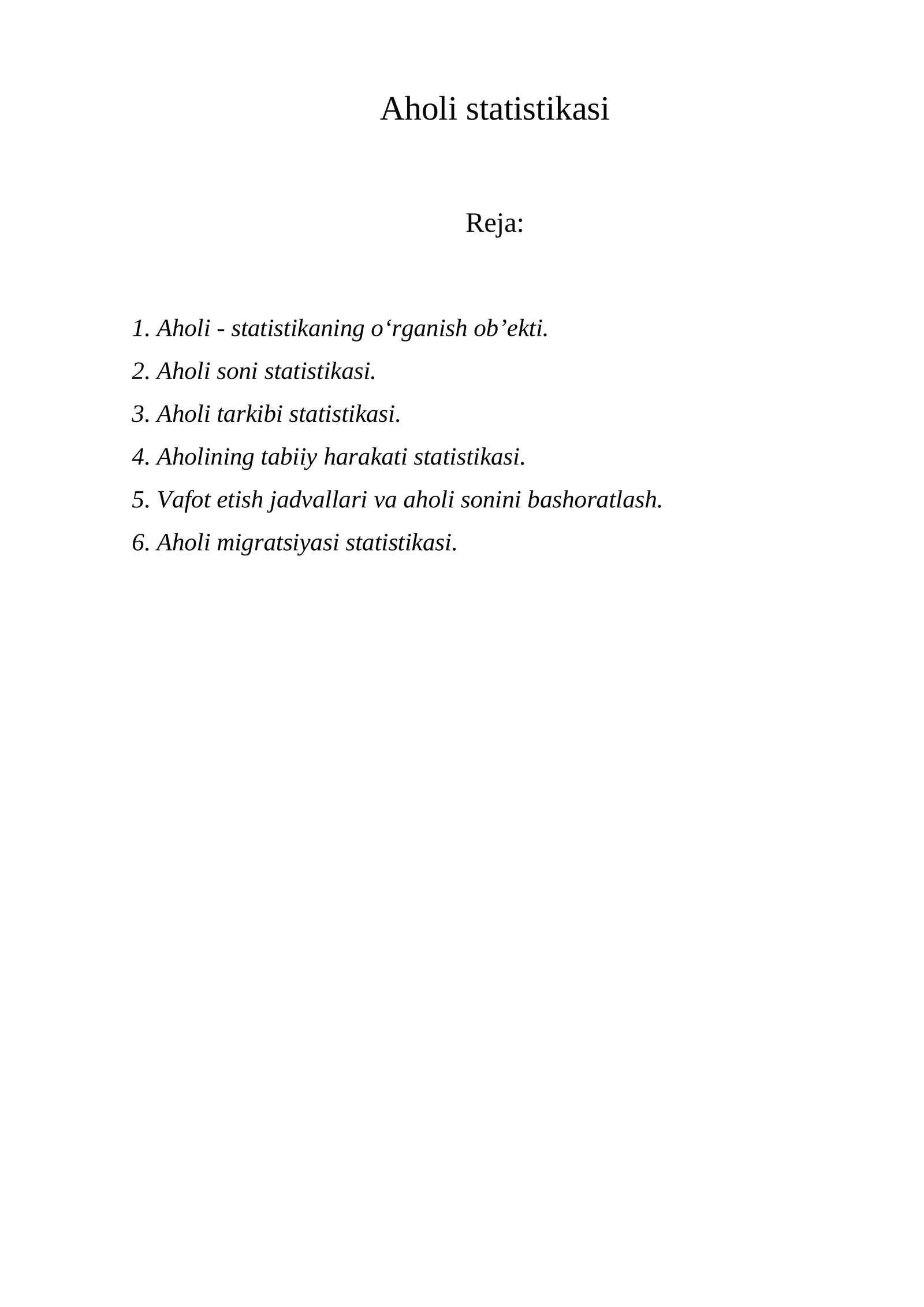 Aholi statistikasi