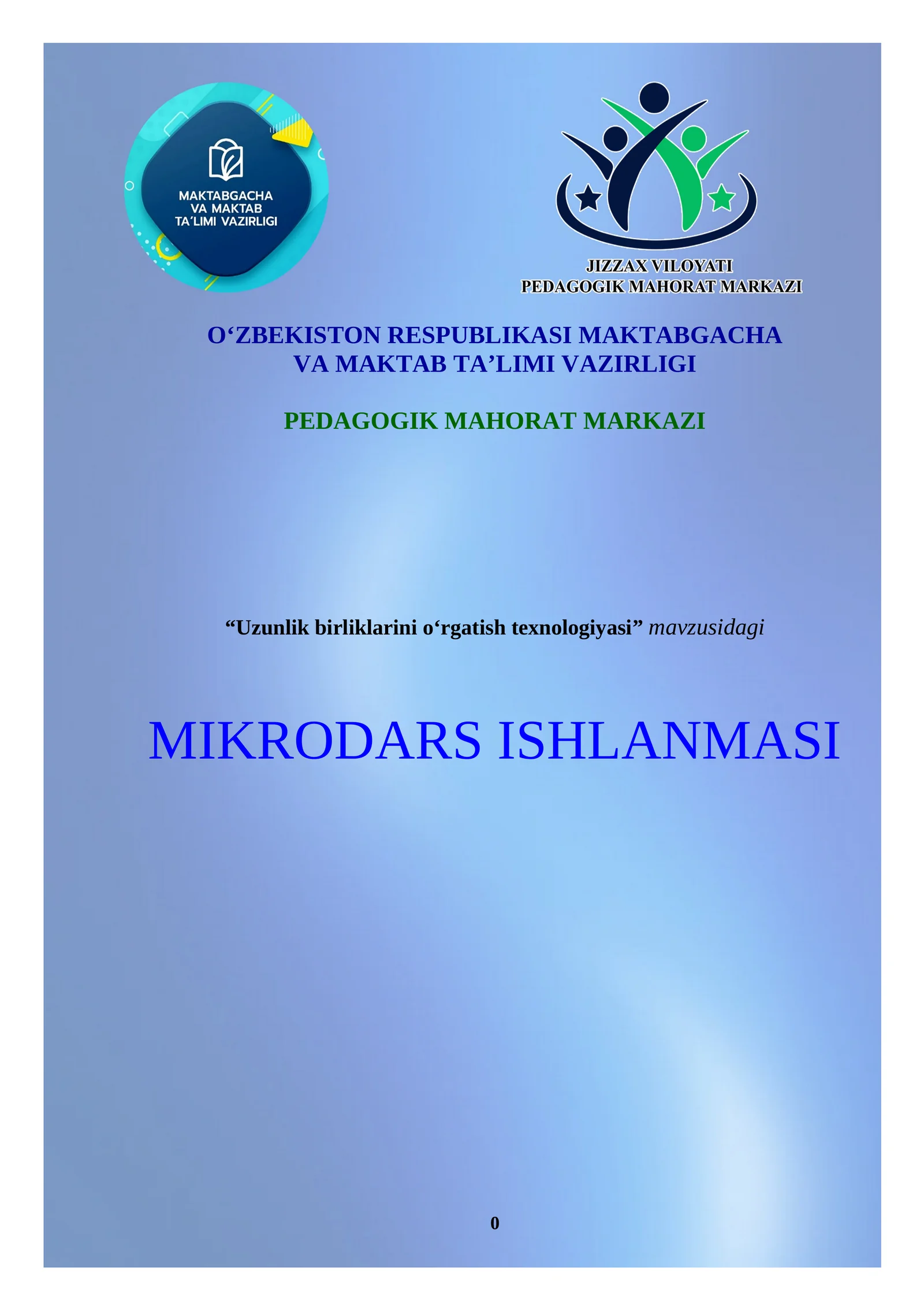Uzunlik birliklarini oʻrgatish texnologiyasi