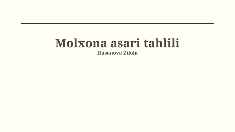 Molxona asari tahlili