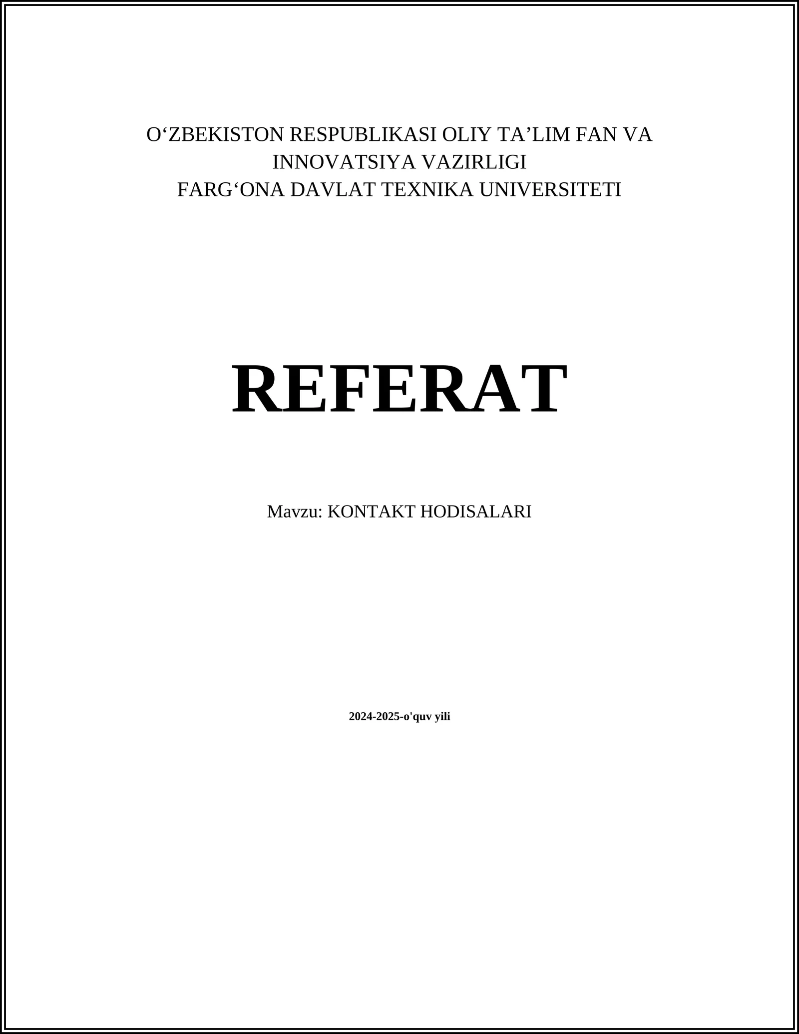 KONTAKT HODISALARI