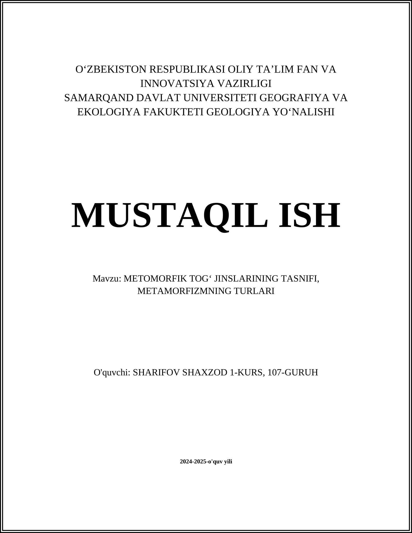 METOMORFIK TOGʻ JINSLARINING TASNIFI, METAMORFIZMNING TURLARI