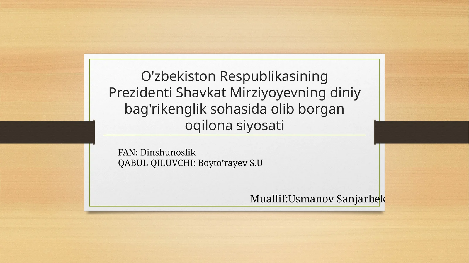 O'zbekiston Respublikasining Prezidenti Shavkat Mirziyoyevning diniy bag'rikenglik sohasida olib borgan qilonasiyati
