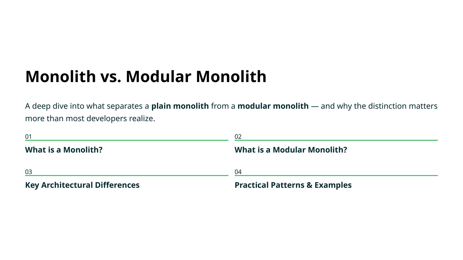 Monolith vs. Modular Monolith