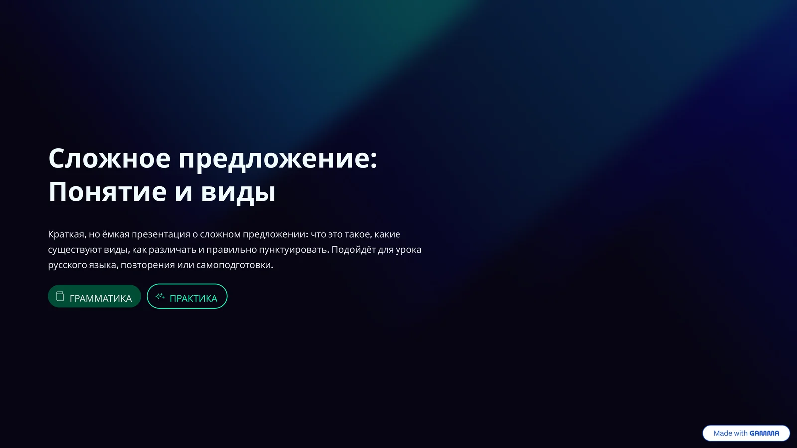 Краткая, но ёмкая презентация о сложном предложении: что это такое, какие существуют виды, как различать и правильно пунктуировать