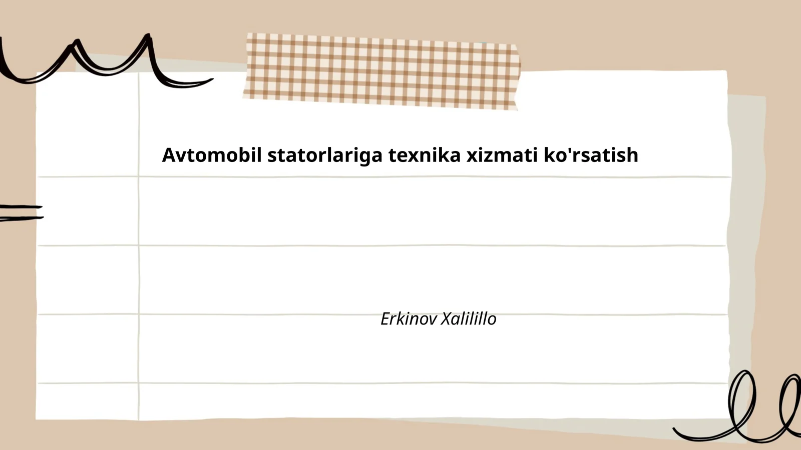 Avtomobil statorlariga texnika xizmati ko'rsatish